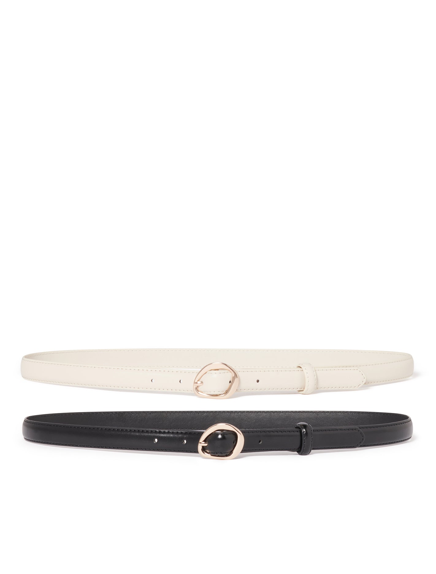 Ali Abstract Buckle Belt 2-Pack Black / Ivory_mannequin