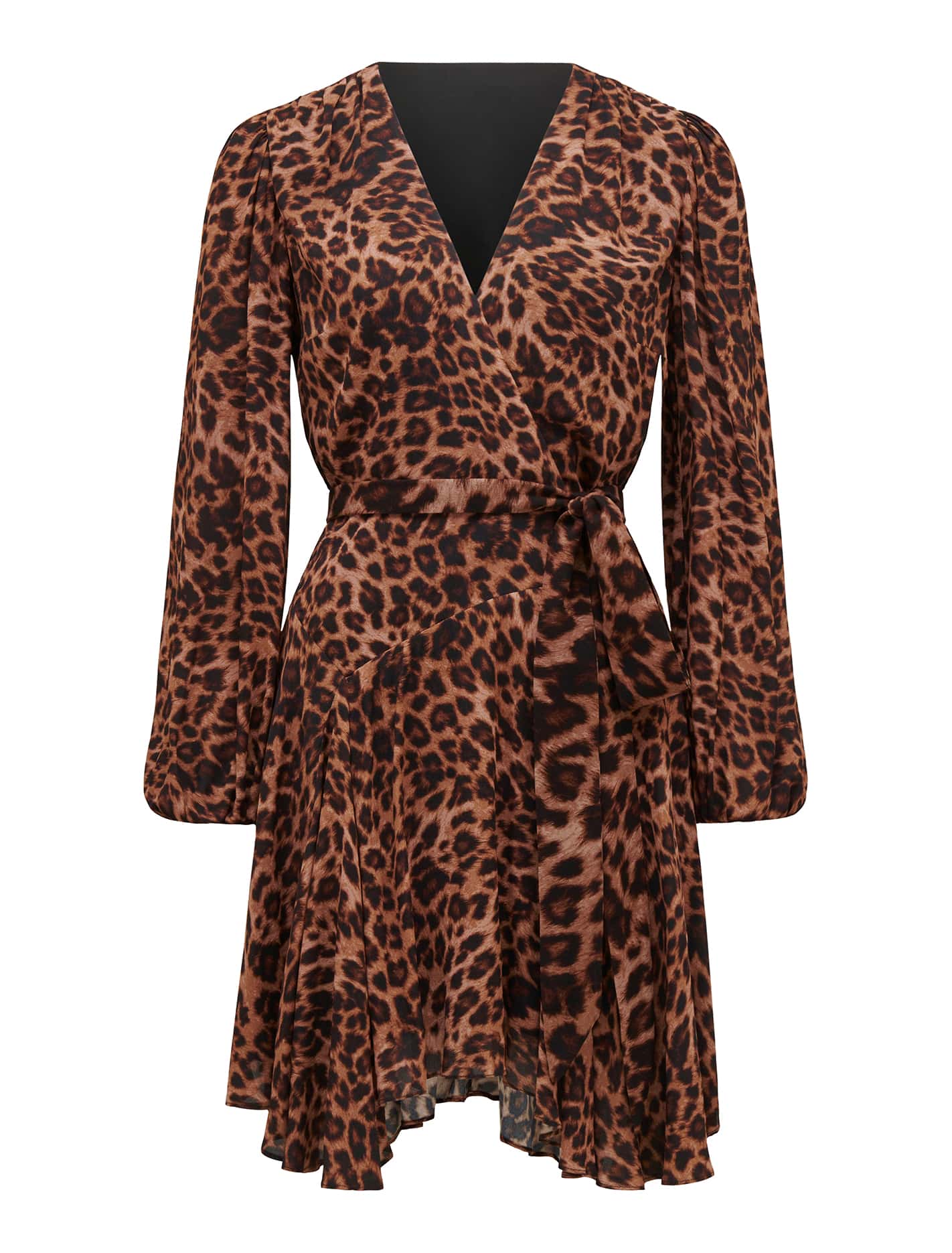 Amila Belted Godet Mini Textured Leopard_mannequin