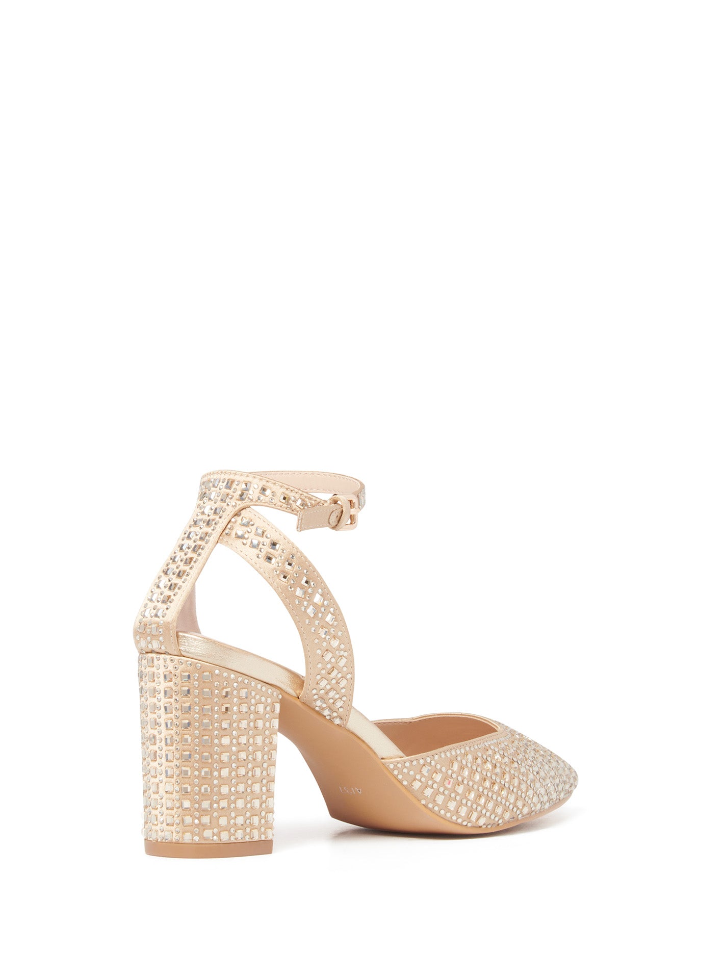 Adeline Ankle Strap Block Heel Pump Soft Gold_mannequin
