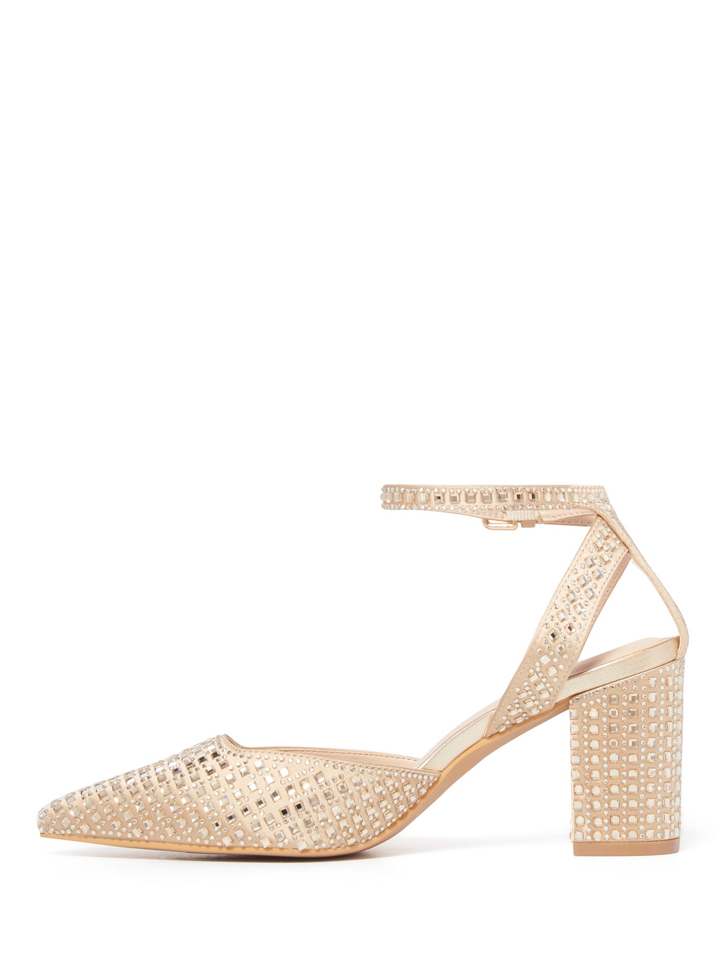 Adeline Ankle Strap Block Heel Pump Soft Gold_mannequin
