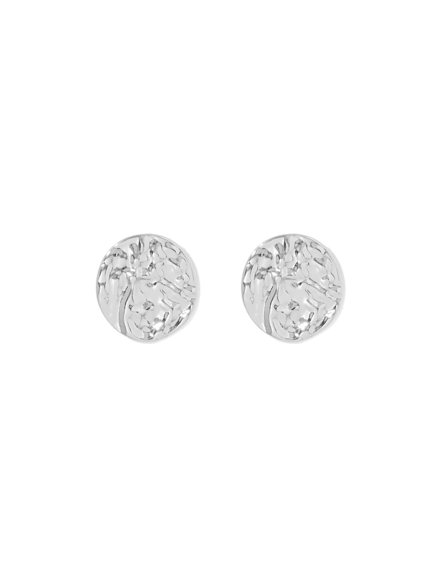 Raine Round Texture Stud Silver_mannequin