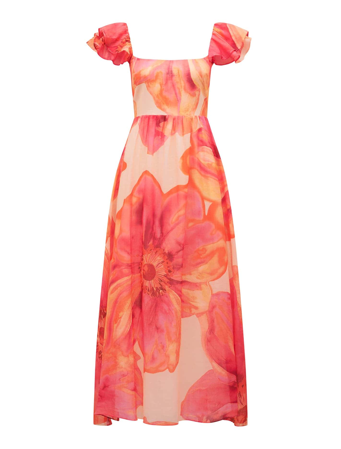 Darla Petite Flutter-Sleeve Midi Dress Florentin Floral_mannequin