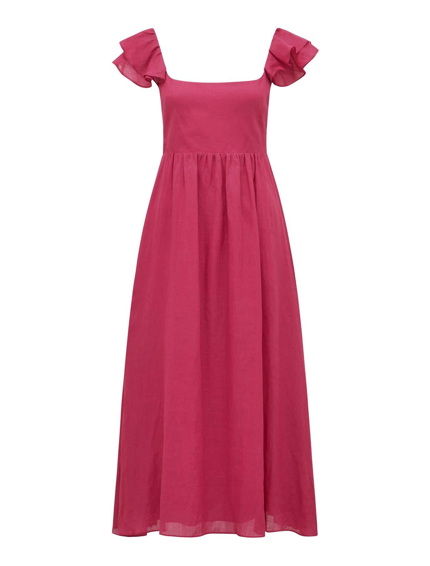 Darla Petite Flutter Sleeve Midi Dress Claret_mannequin