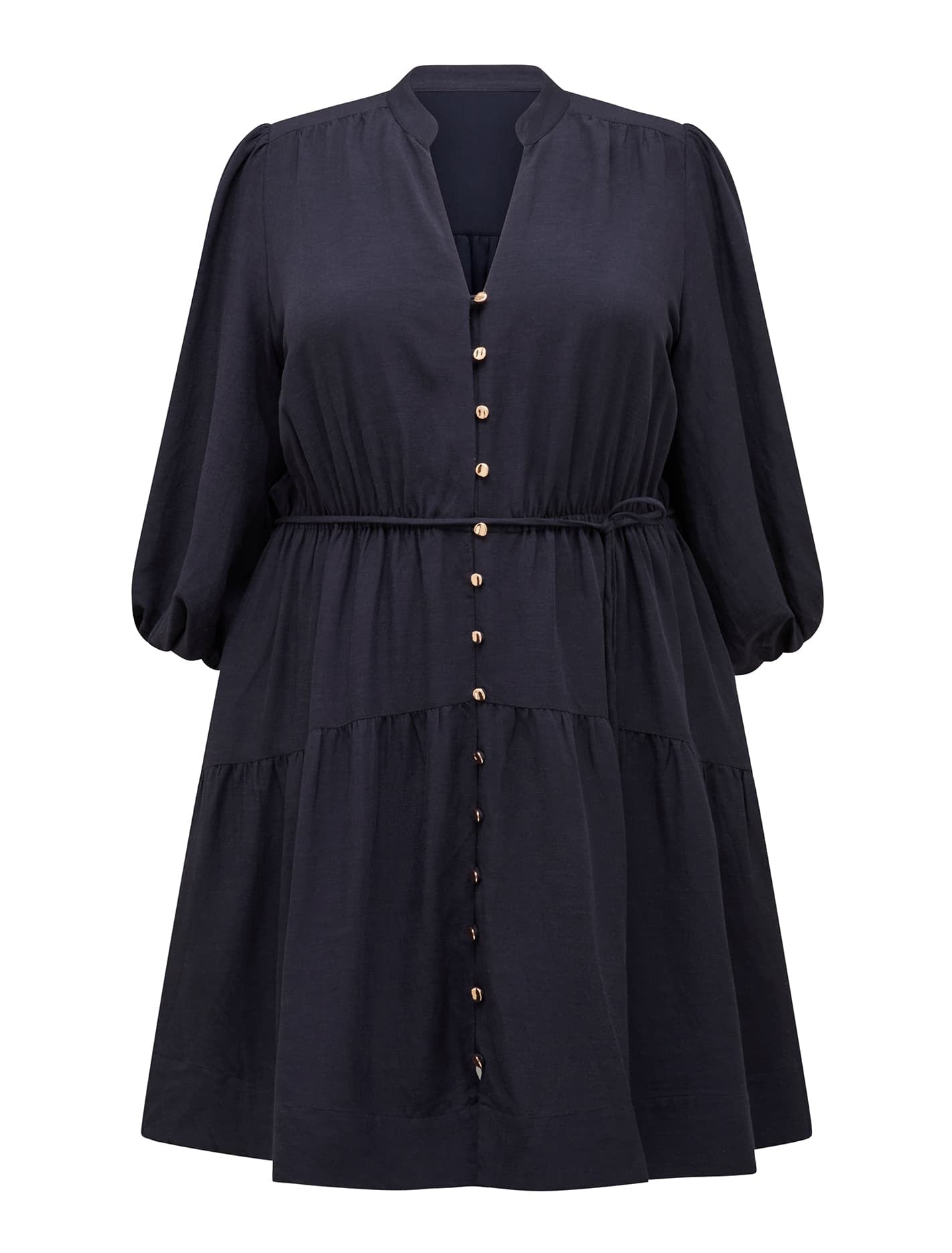 Andarta Curve Ruched Sleeve Mini Navy_mannequin