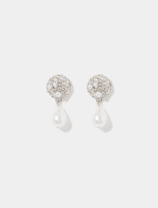 Sadie Stone Cluster Pearl Earring Crystal/ Pearl_mannequin