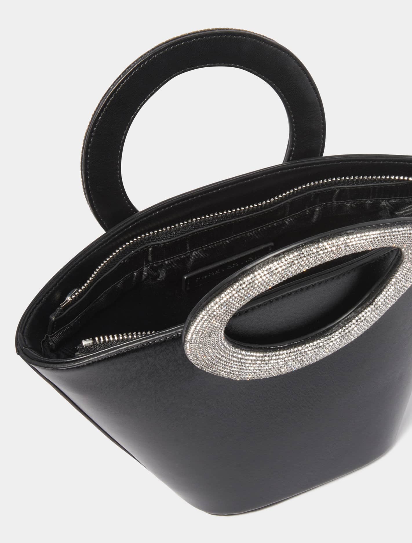 Signature Sofia Sparkle Handle Bag Black / Silver_mannequin