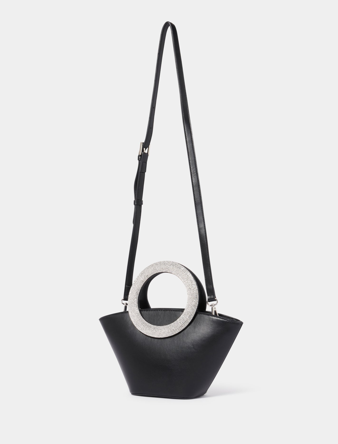 Signature Sofia Sparkle Handle Bag Black / Silver_mannequin