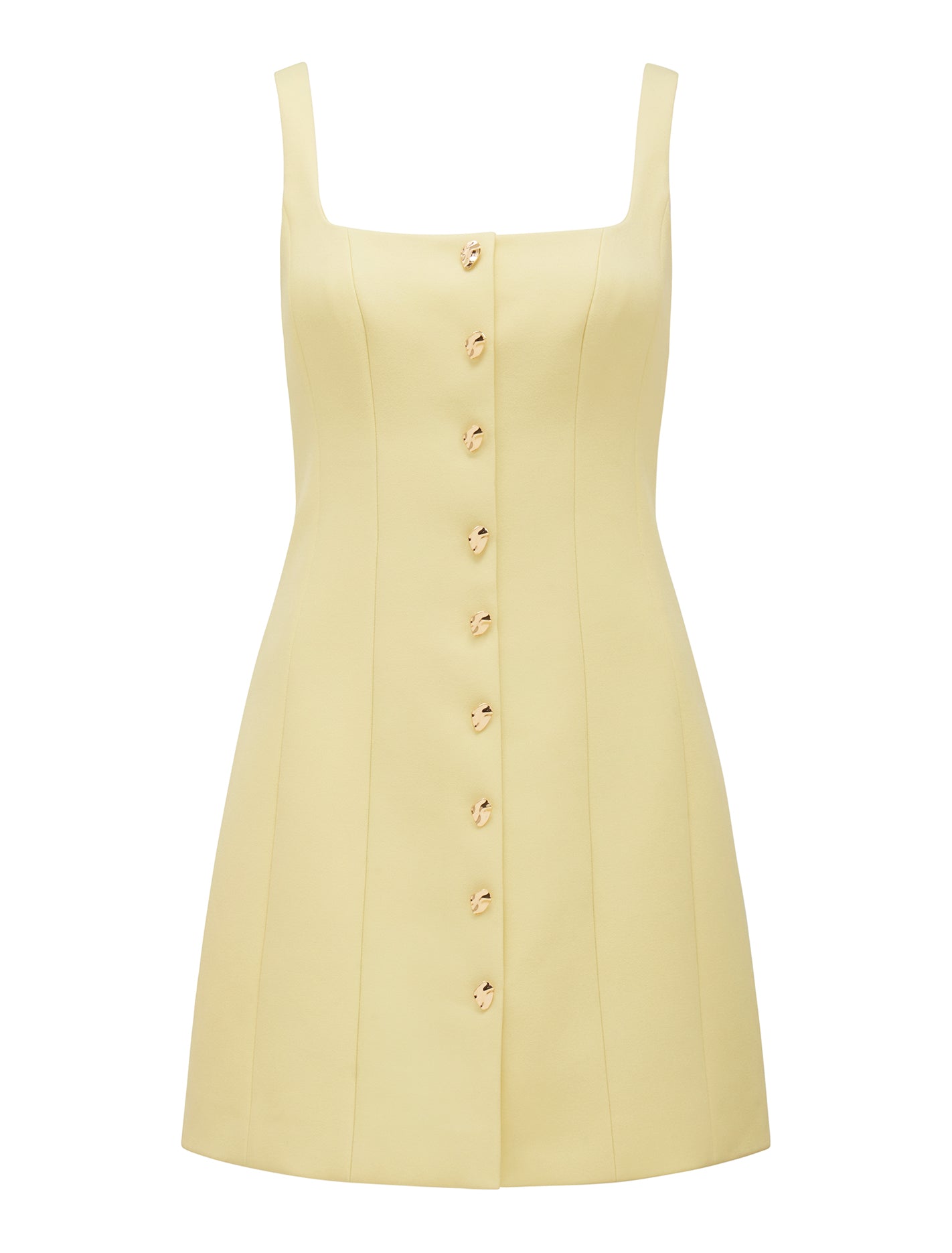 Penny Button Down Mini Dress Pastel Yellow_mannequin