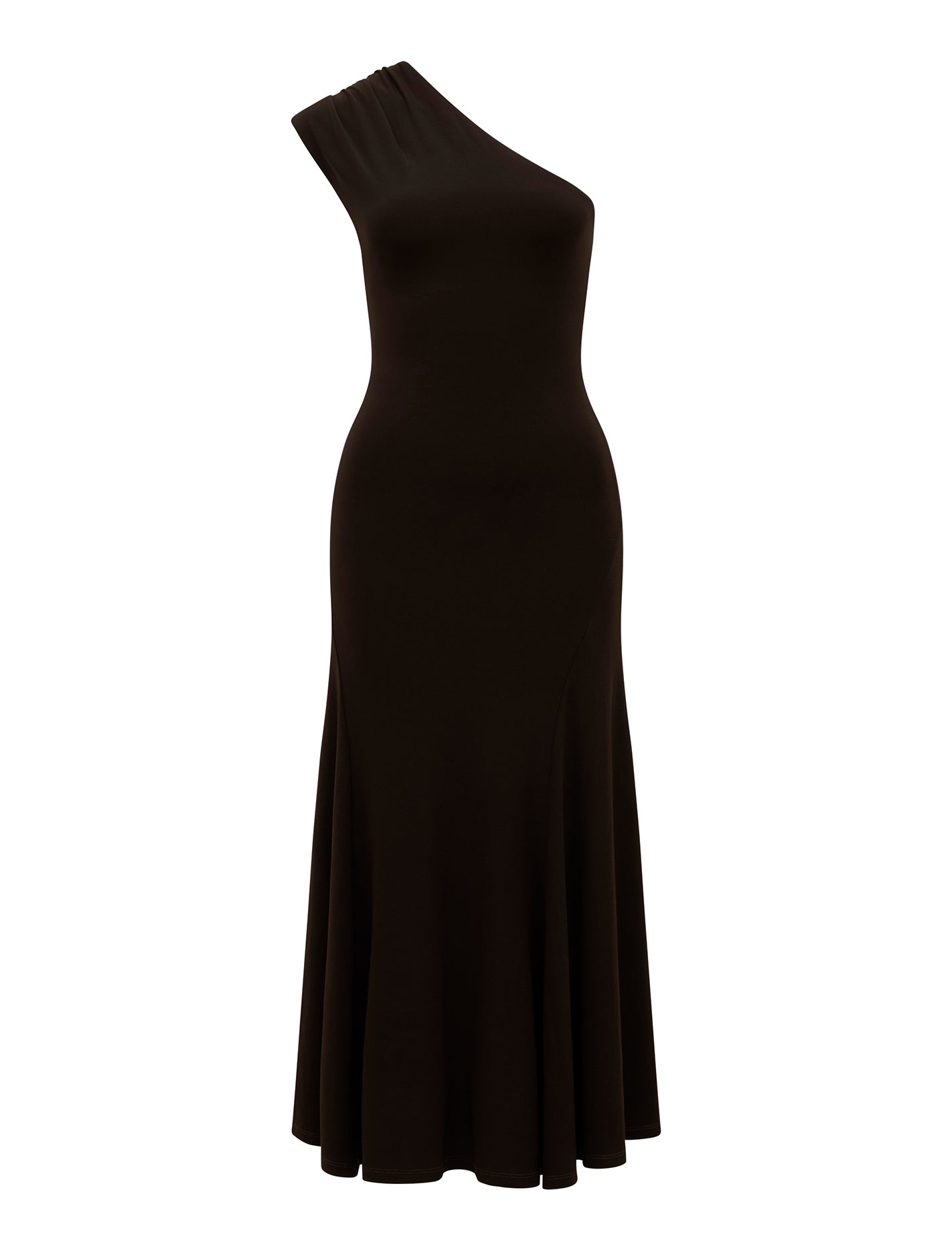 London One-Shoulder Midi Dress Dark Chocolate_mannequin