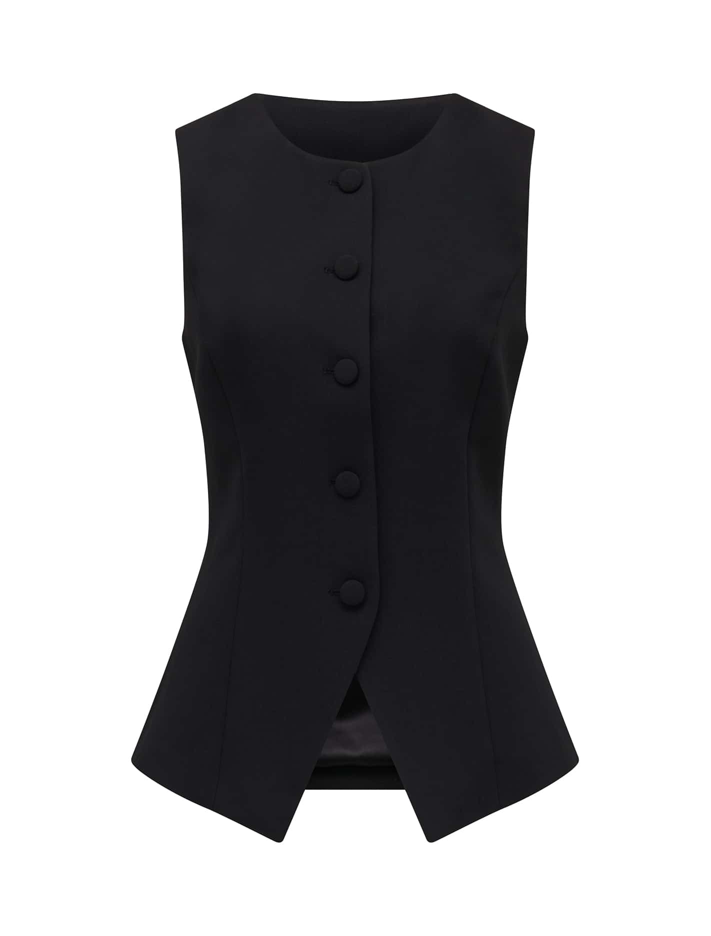Toni High Neck Waistcoat Black_mannequin