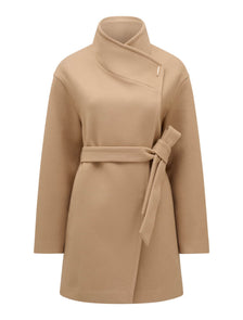 Lola Funnel Neck Wrap Coat Camel_mannequin