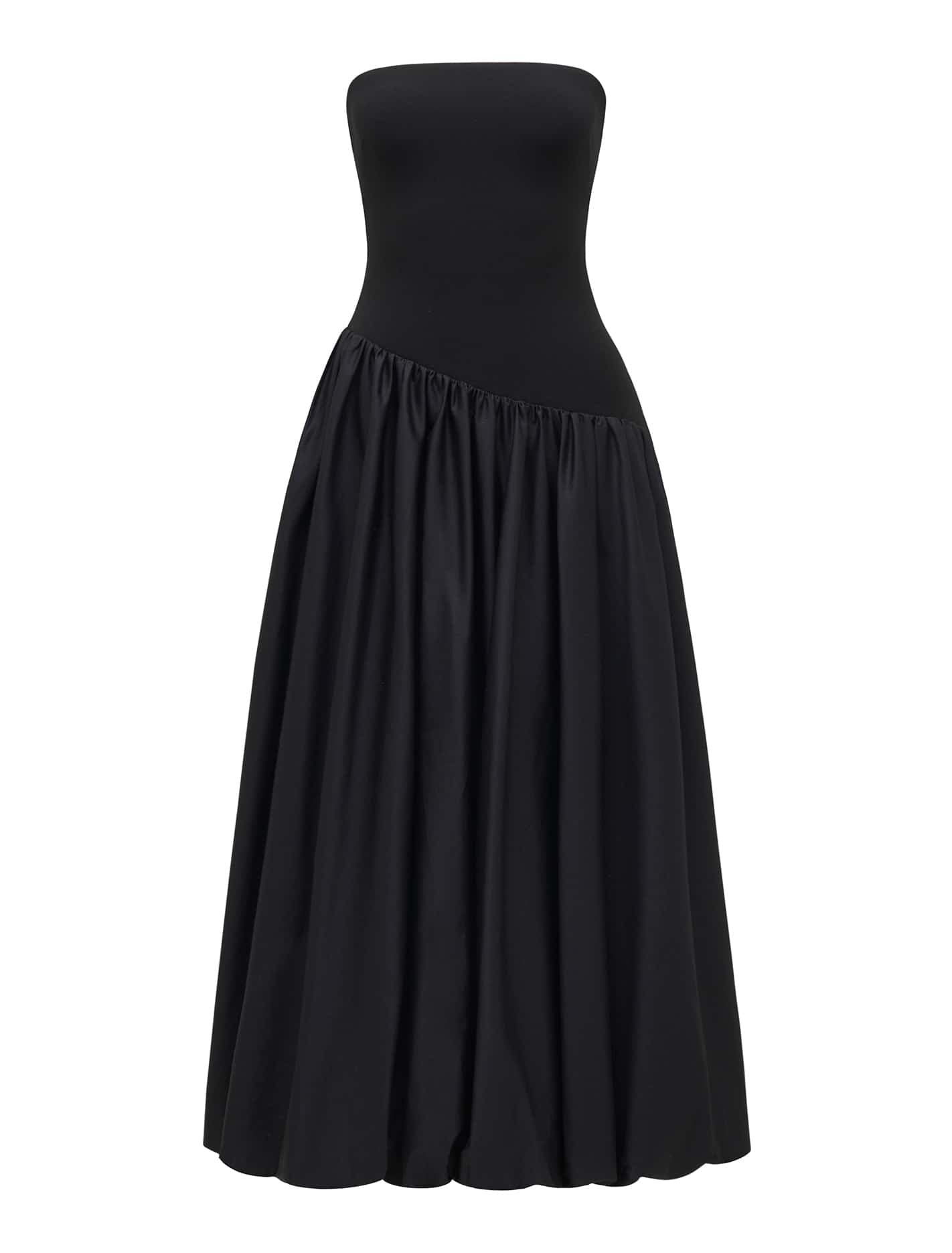 Delilah Bubble-Hem Midi Dress Black_mannequin