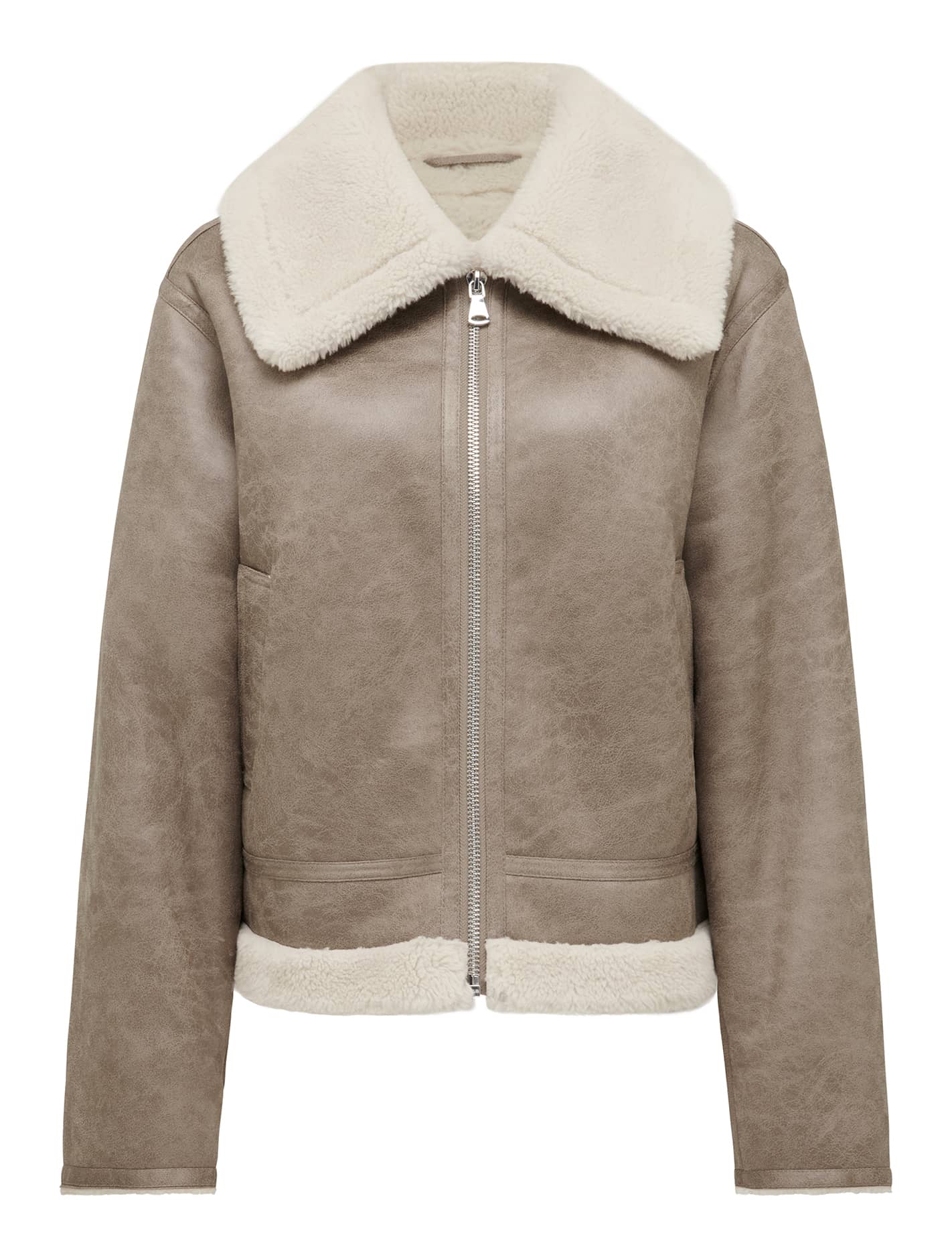 Jamie Shearling Top Collar Aviator Brown/Cream_mannequin