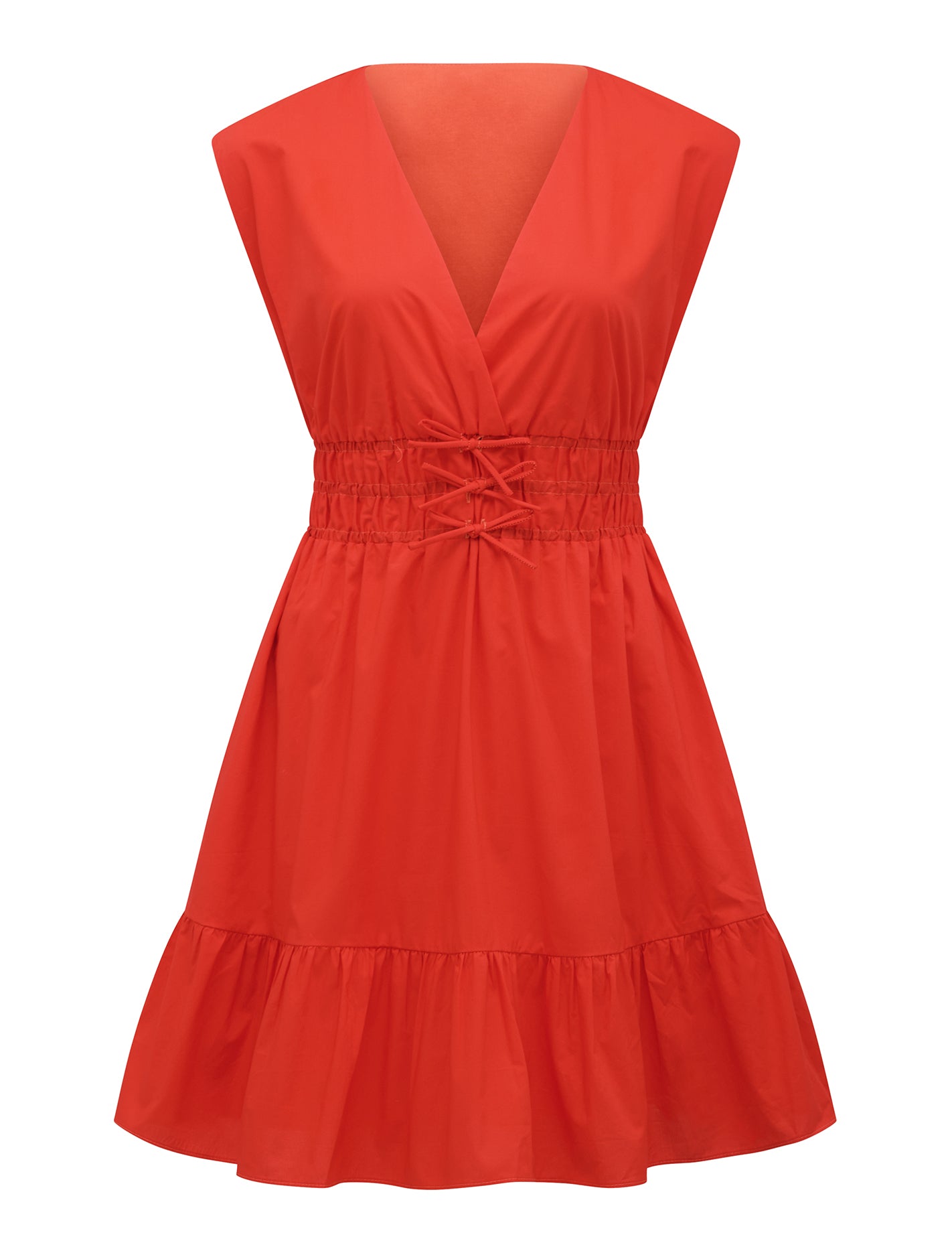 Alby Bow-Detail Mini Dress Flame Scarlet_mannequin
