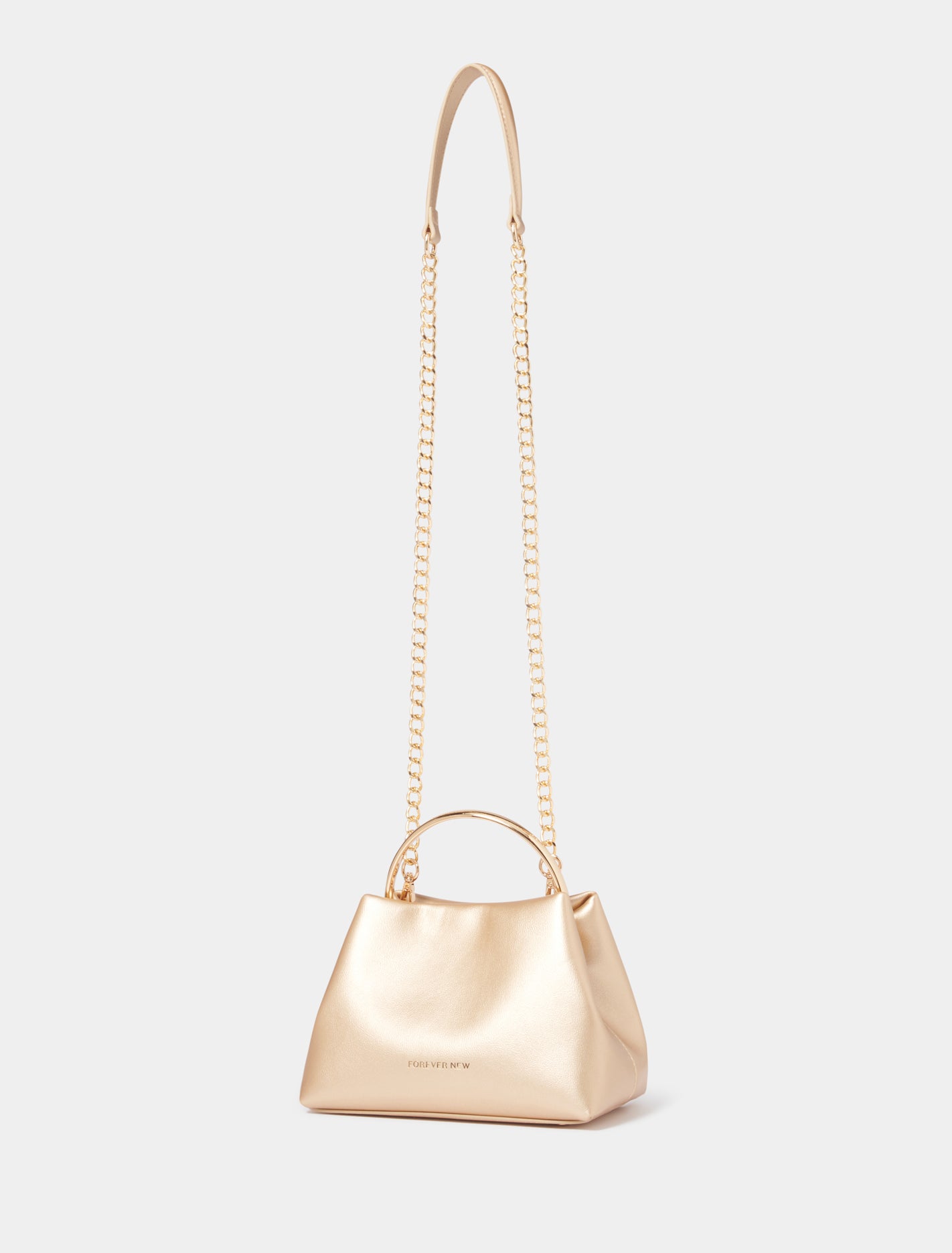 Signature Mackenzie Metal-Handle Mini Bag Gold_mannequin