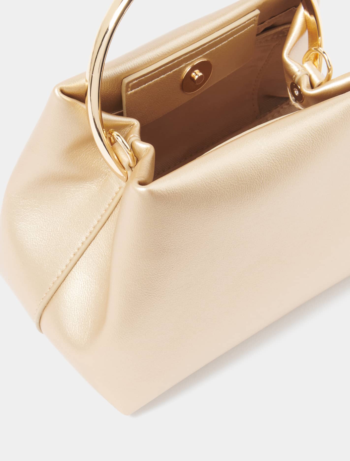 Signature Mackenzie Metal-Handle Mini Bag Gold_mannequin
