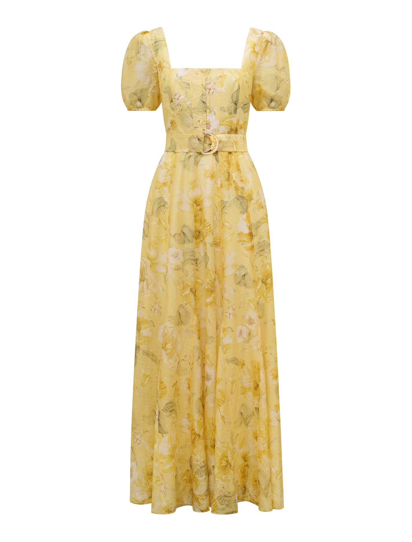 Marigold Panel Midi Dress Gold Layla Botanical_mannequin