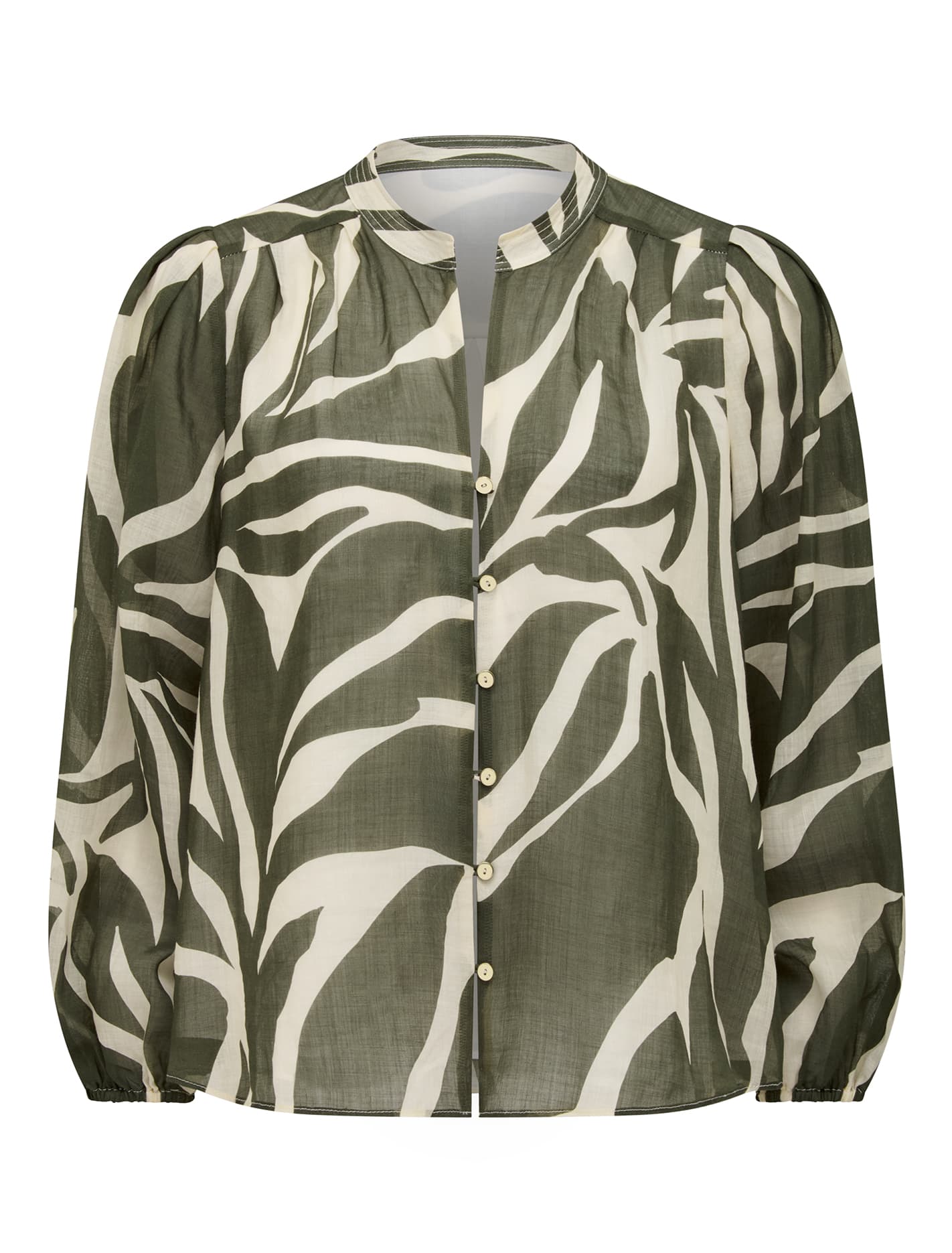 Adaline Ramie Blouse Olive Drew Abstract_mannequin