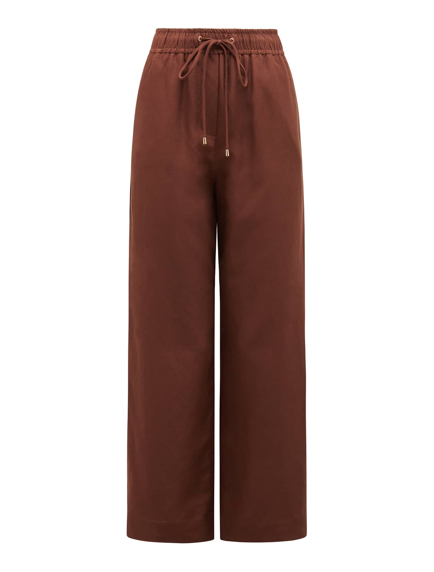Phoebe Petite Linen Wide Leg Pant Rich Chocolate_mannequin
