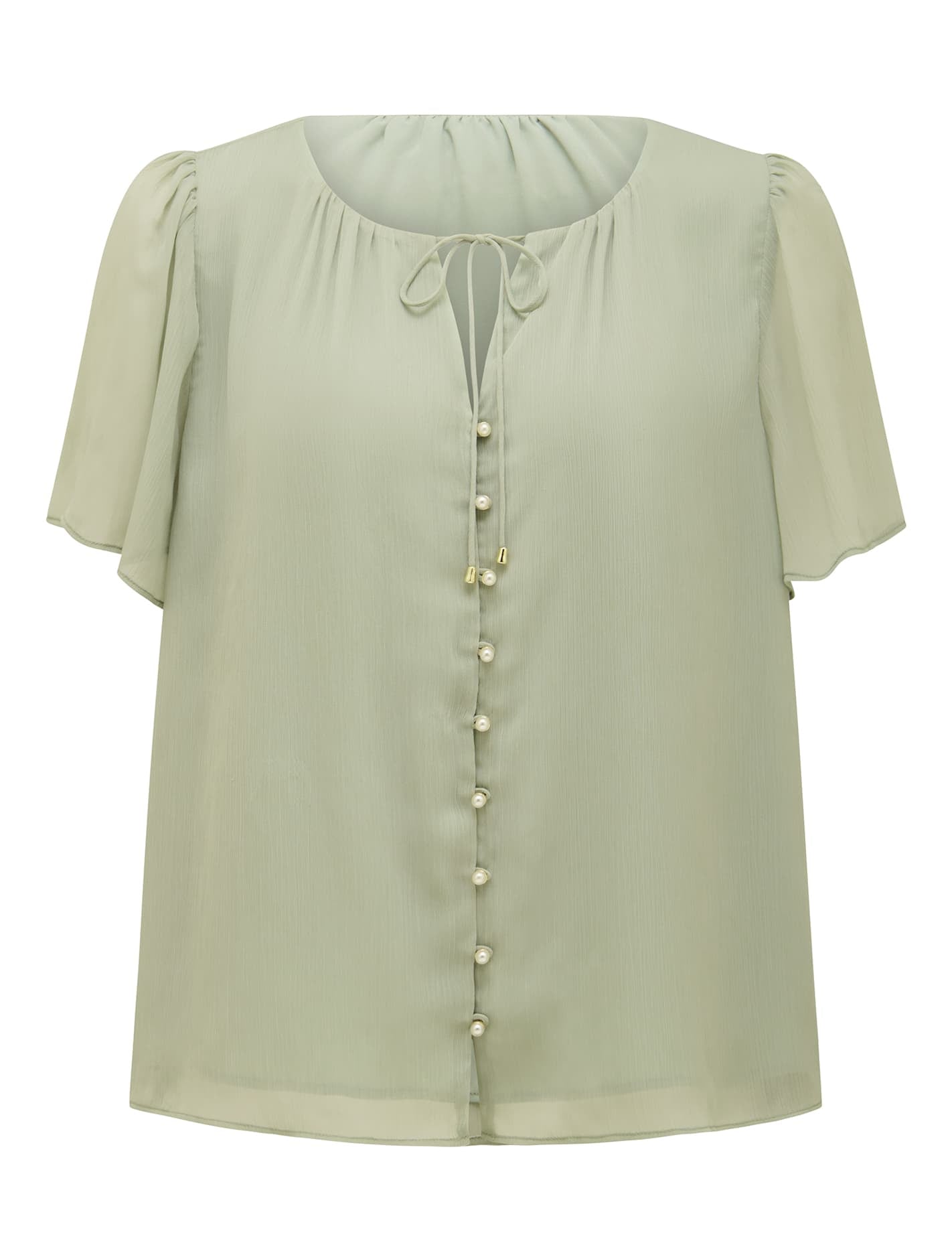 Alba Button Front Blouse Aqua Grey_mannequin