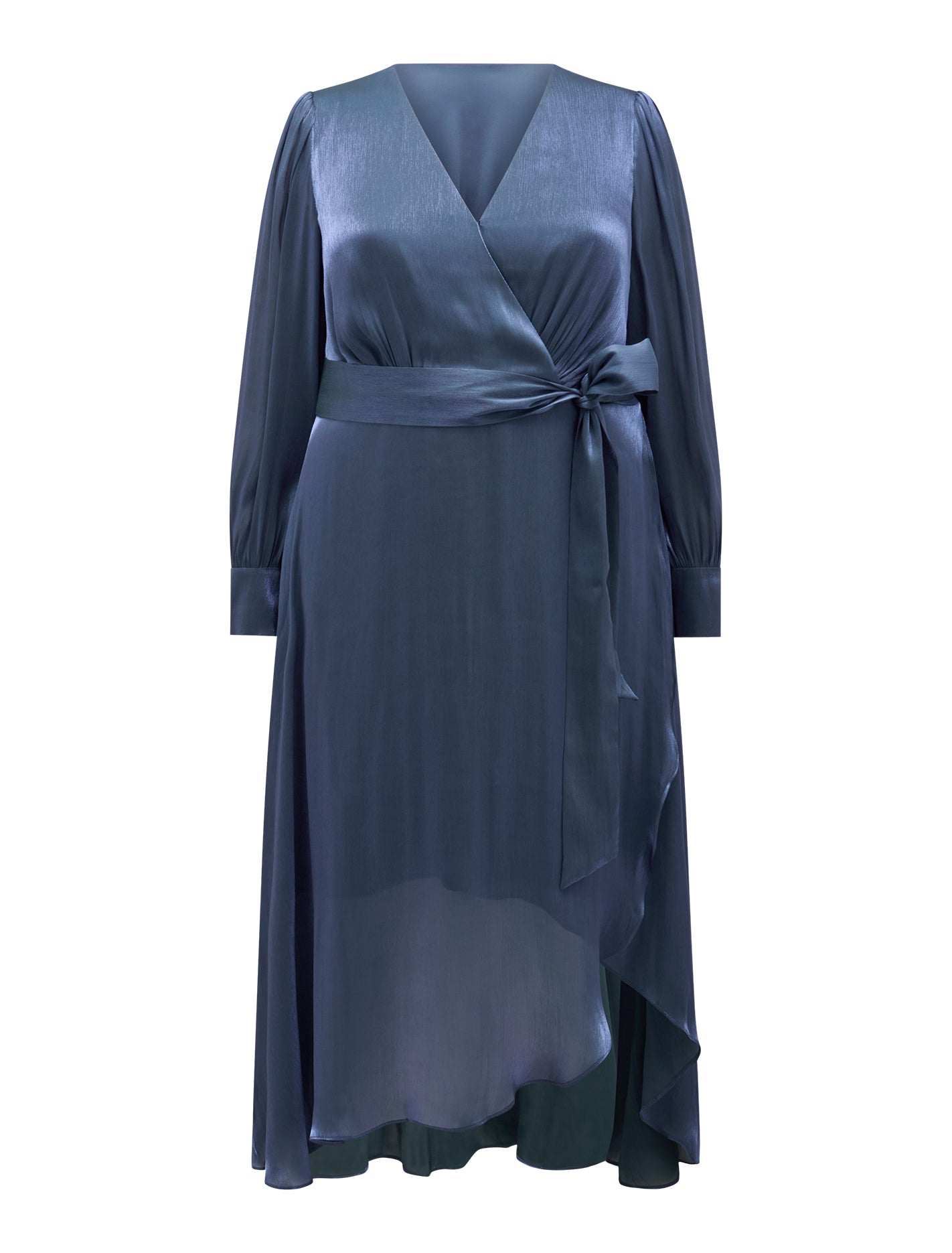 Mabel Curve Metallic Wrap Midi Dress Danish Blue_mannequin