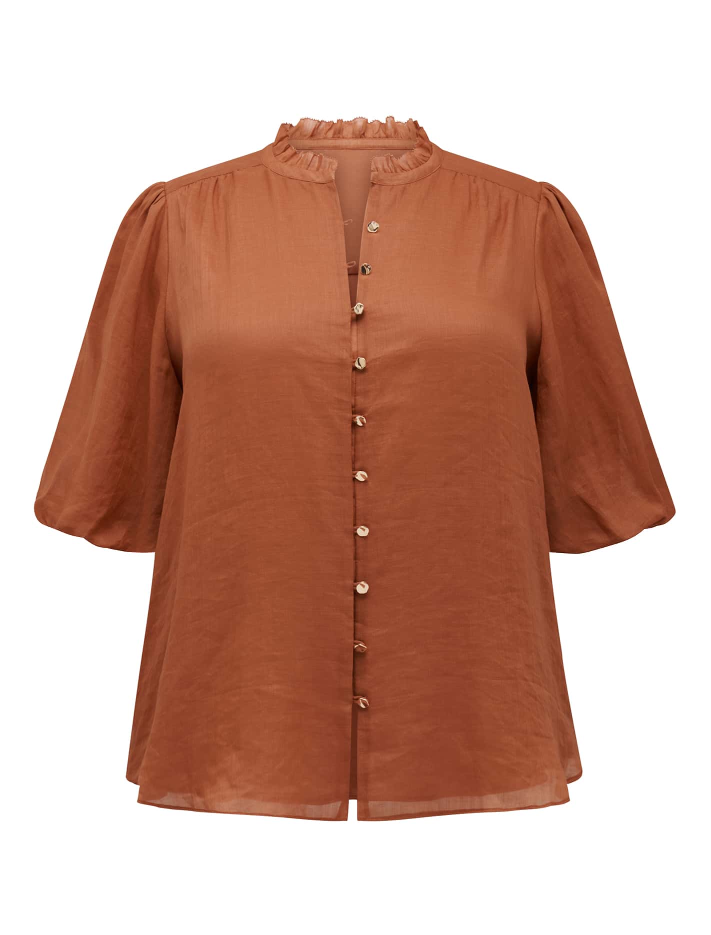 Paloma Curve Puff Sleeve Blouse Mocha Bisque_mannequin