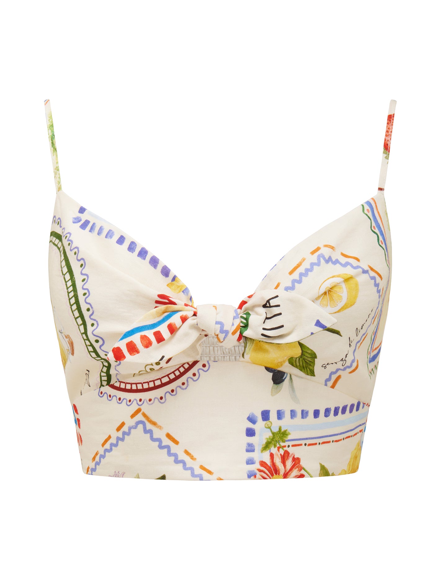 Annie Tie Front Top Amalfi Postcards Co-ord_mannequin