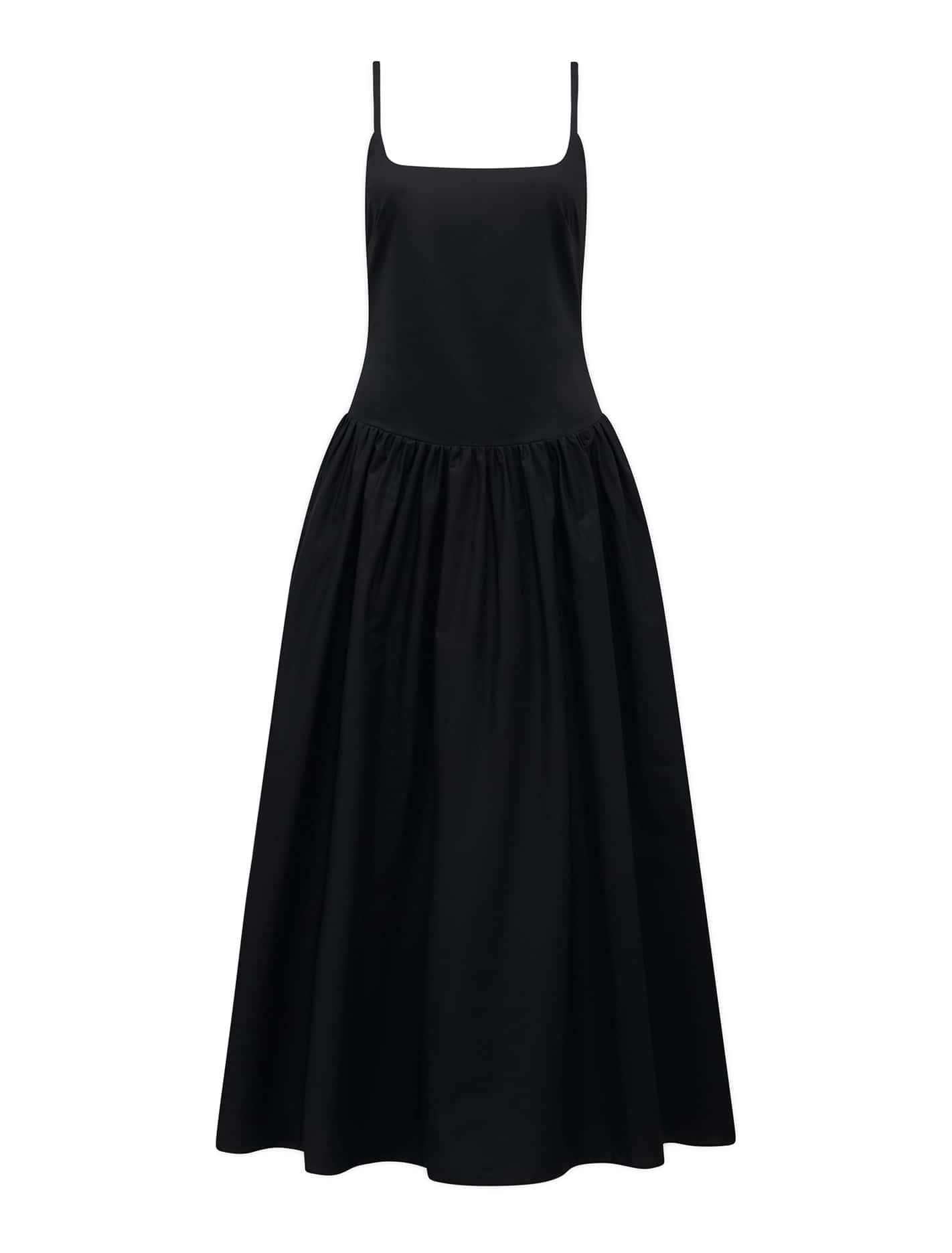 May Square-Neck Midi Dress Black_mannequin