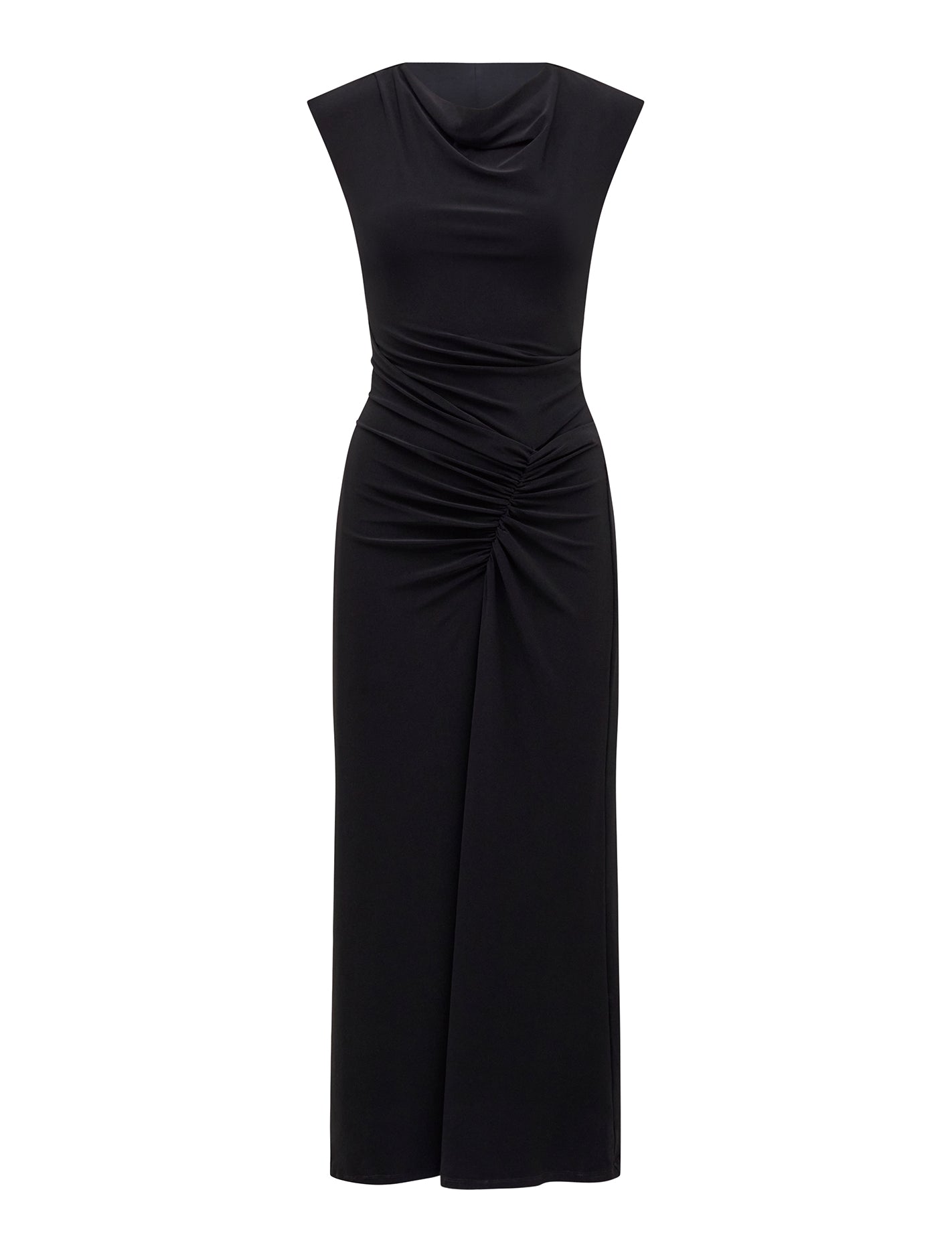 Carrie Draped Bodycon Midi Dress Black_mannequin