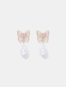Elysia Butterfly & Pearl Earring Gold/Pearl_mannequin