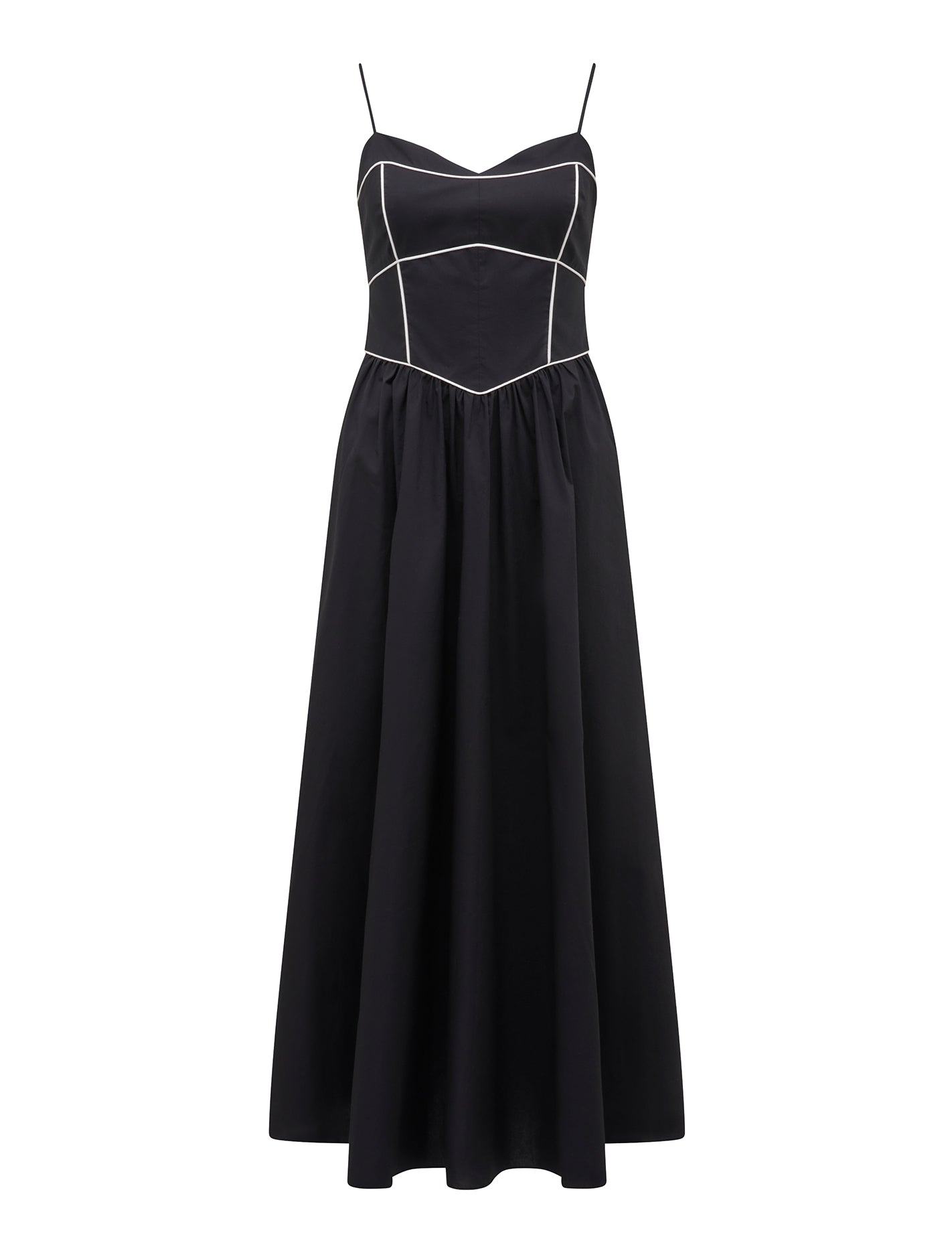 Gemma Contrast Stitch Midi Dress Black Tipped_mannequin