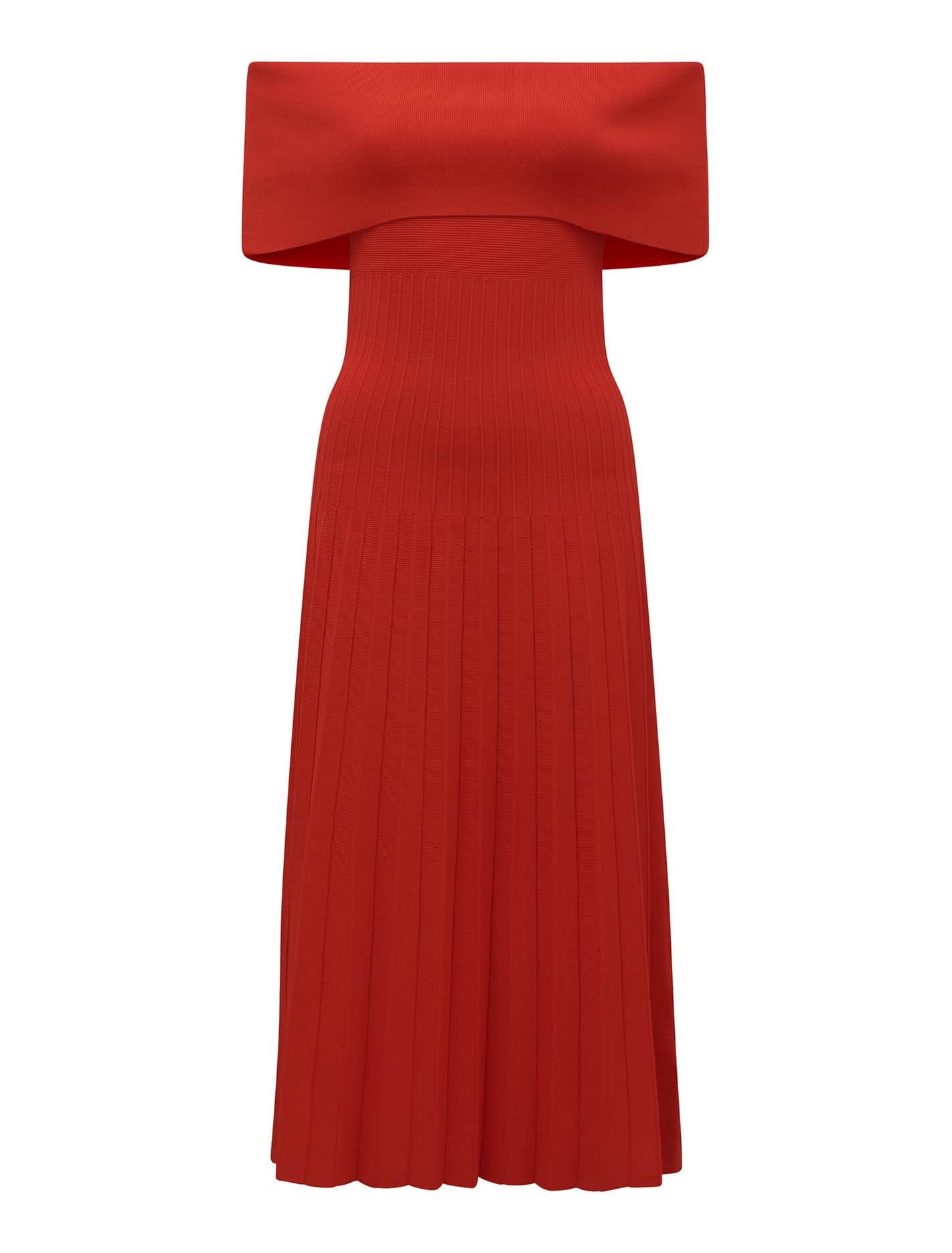 Skye Bardot Knit Midi Dress Flame Scarlet_mannequin