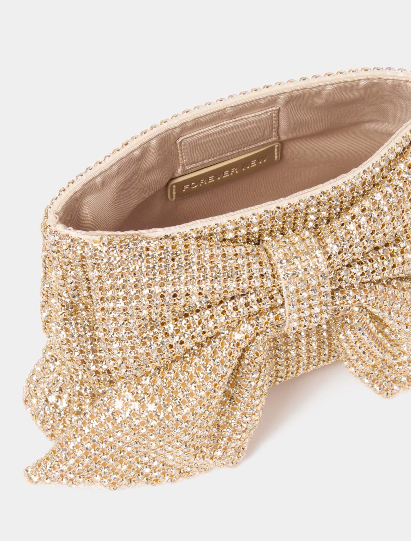 Jolene Jewel Bow Clutch Gold_mannequin