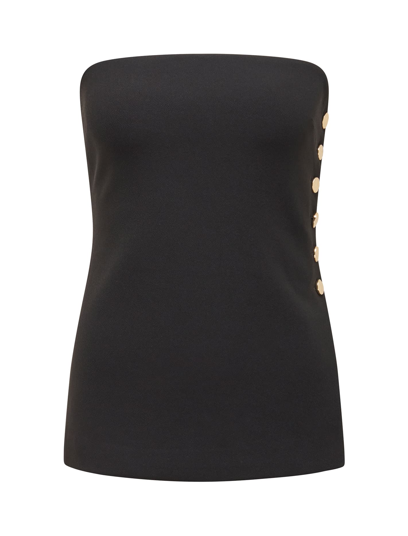 Bianca Button-Side Strapless Top Black_mannequin