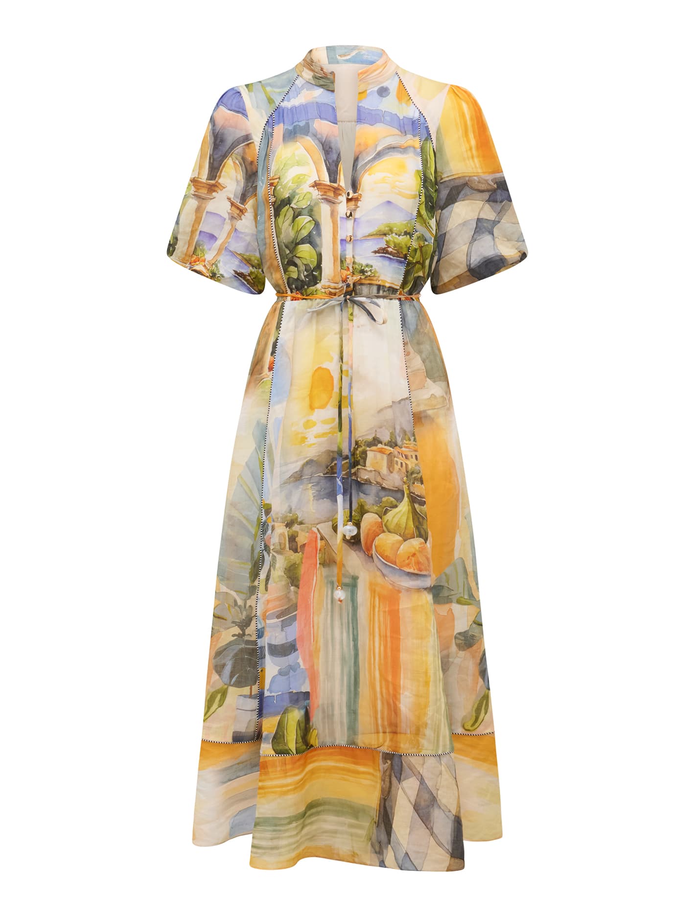 Viola Printed Midi Dress Tuscan Holiday_mannequin