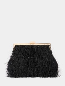 Signature Francis Fluffy Clutch Bag Black & Gold_mannequin