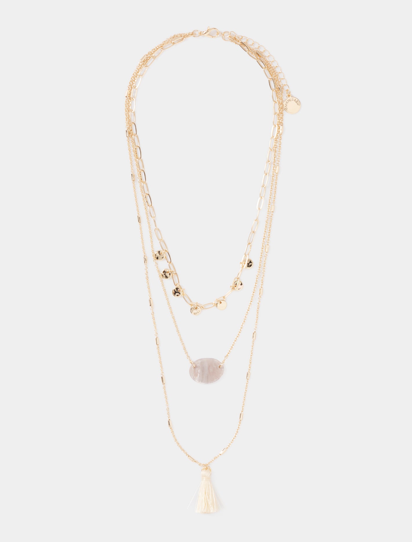 Faye Fine Layered Necklace Gold/Ivory_mannequin