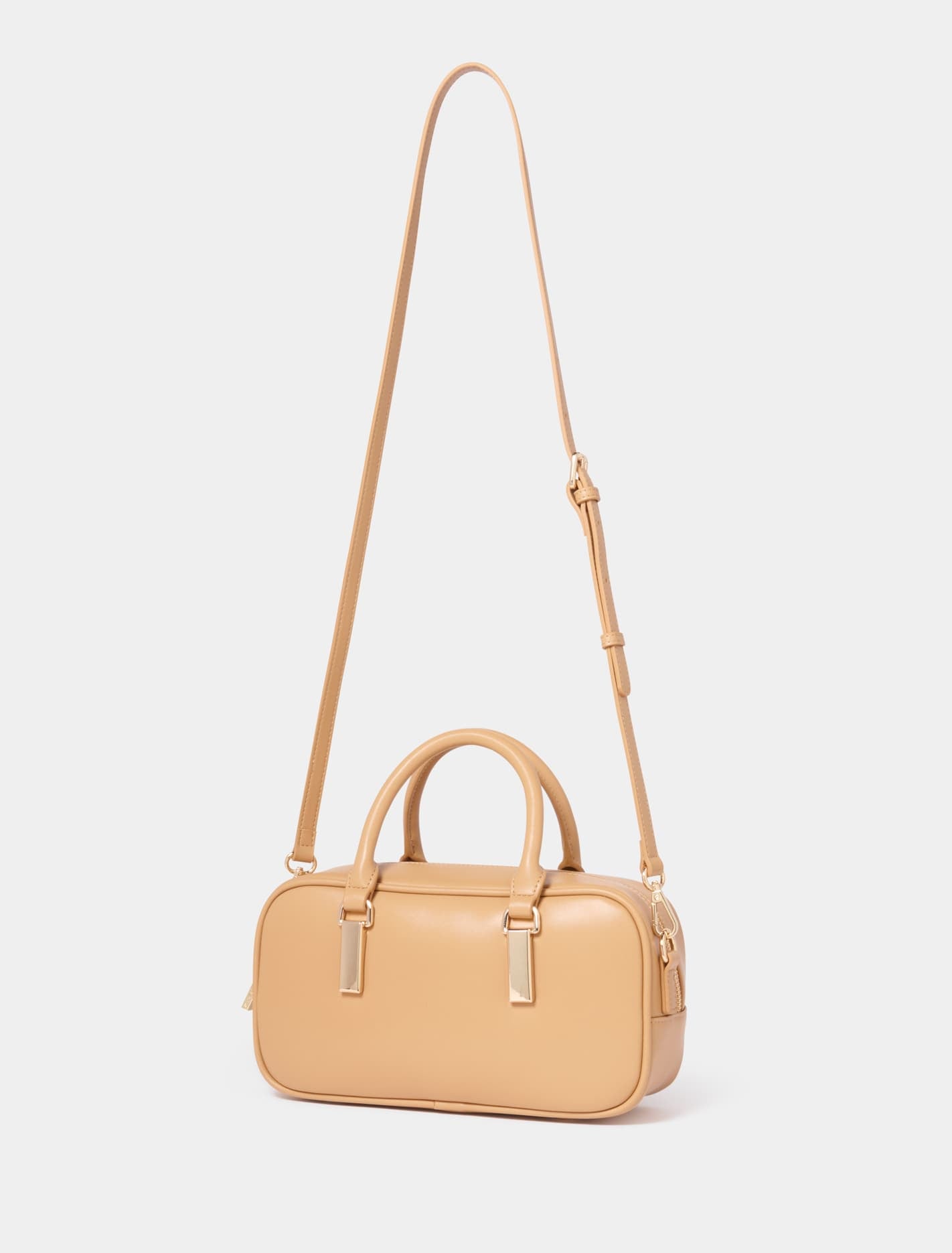 Signature Terri Metal Trim Barrel Bag Tan_mannequin