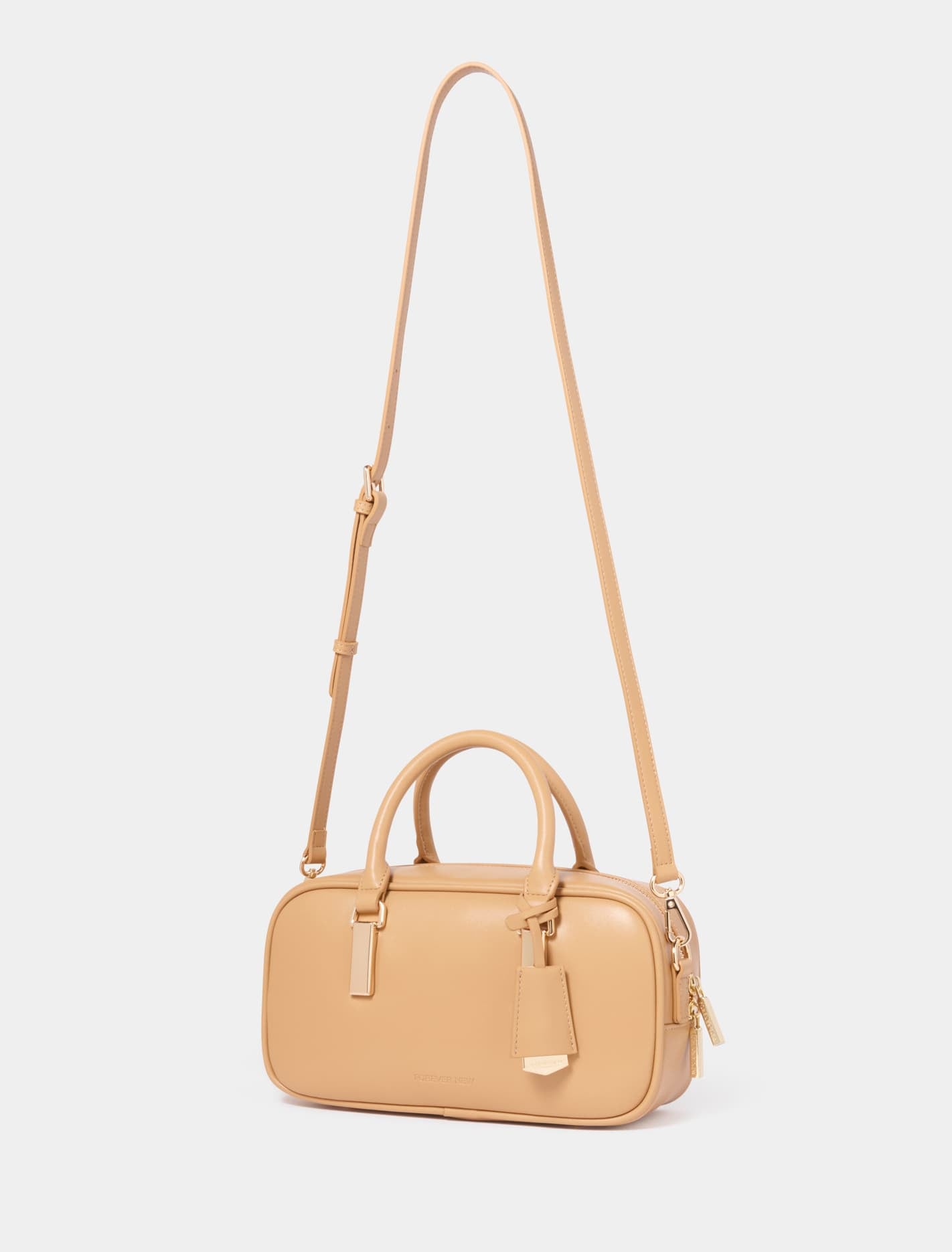 Signature Terri Metal Trim Barrel Bag Tan_mannequin