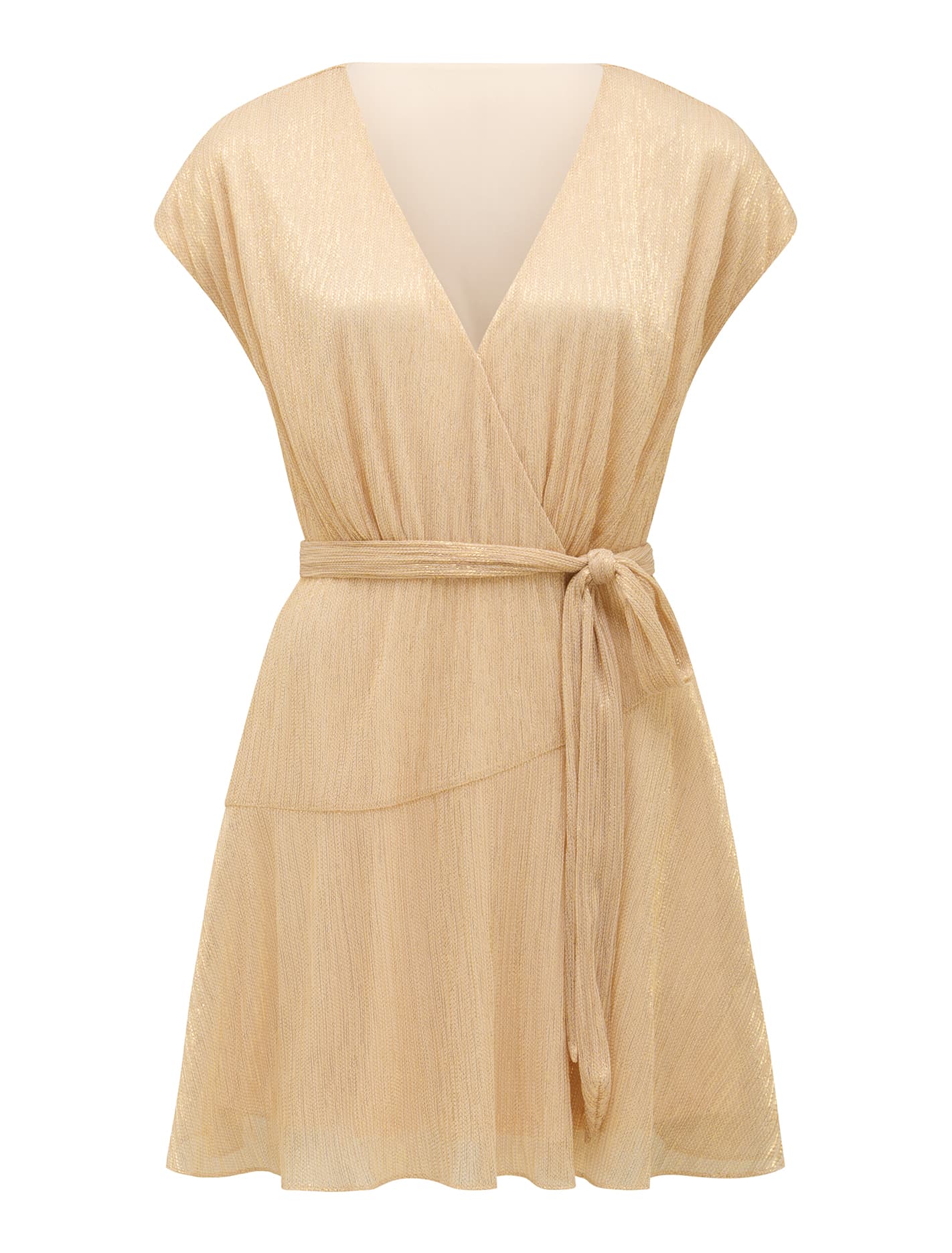 Josephine Plisse Wrap Mini Dress Gold_mannequin
