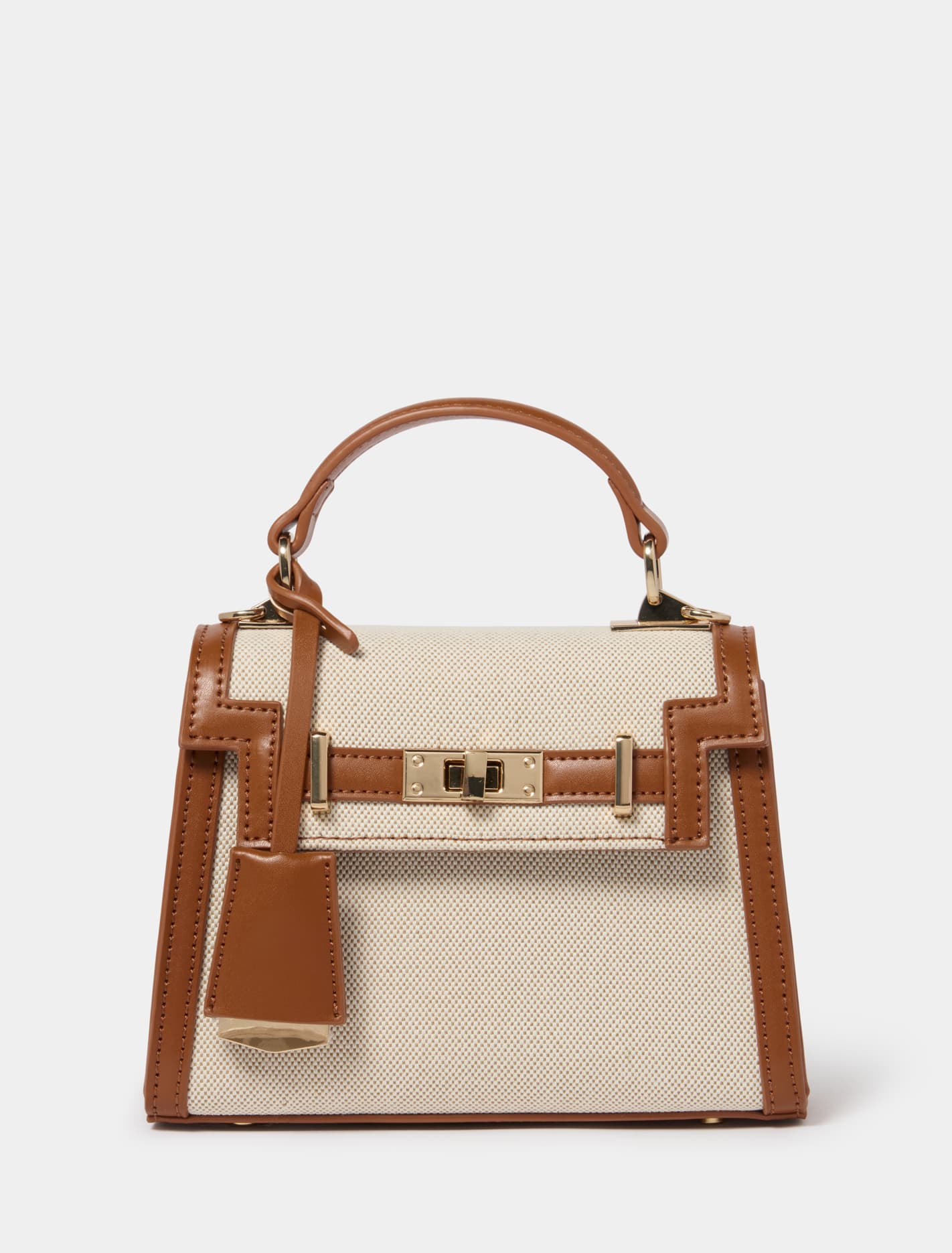 Tala Top Handle Lock Bag Canvas/Tan_mannequin
