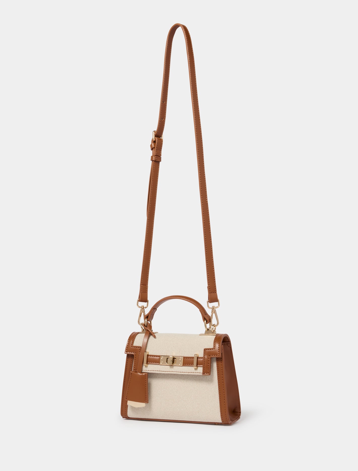 Tala Top Handle Lock Bag Canvas/Tan_mannequin