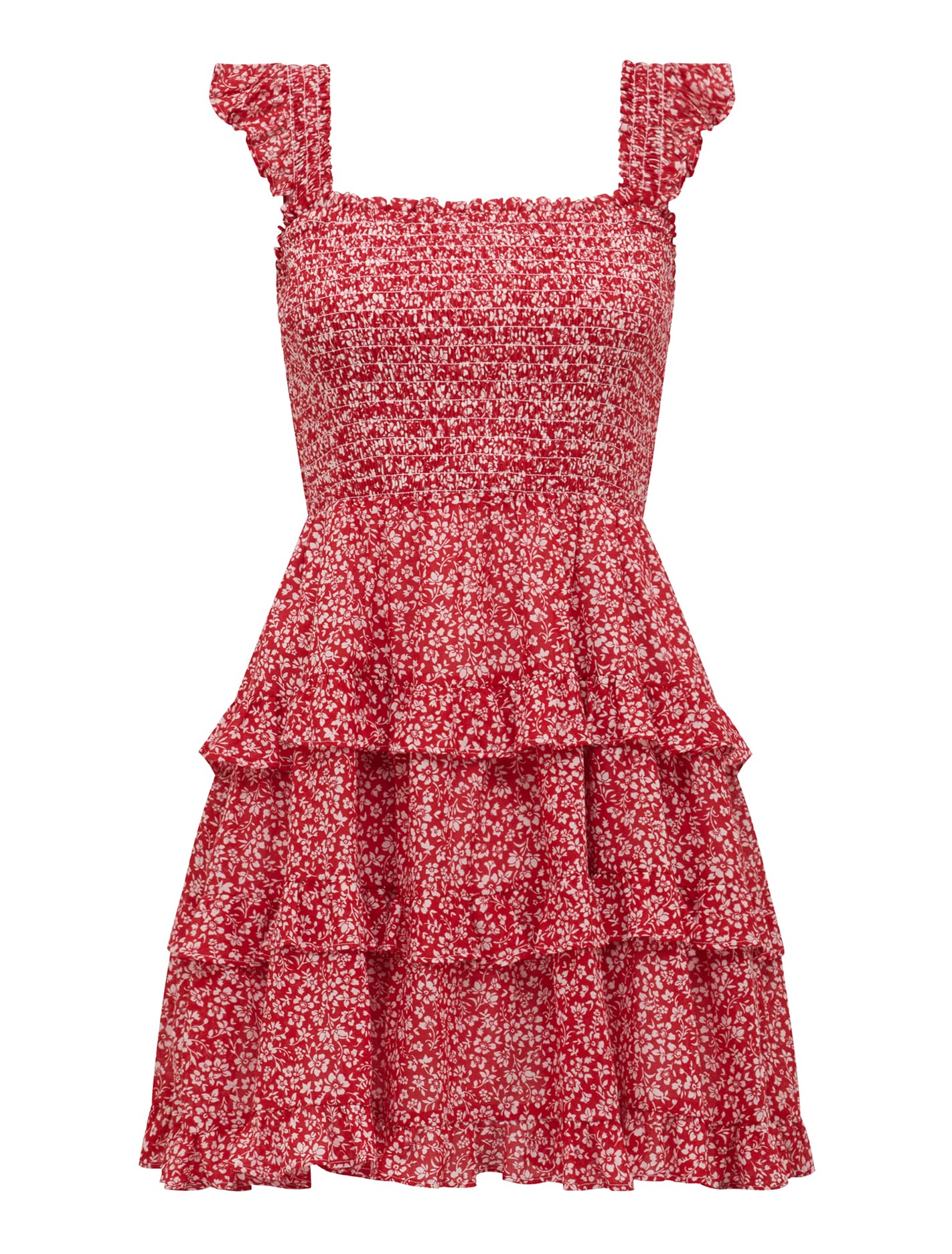 Odette Printed Cotton Mini Dress Red Park Ditsy_mannequin
