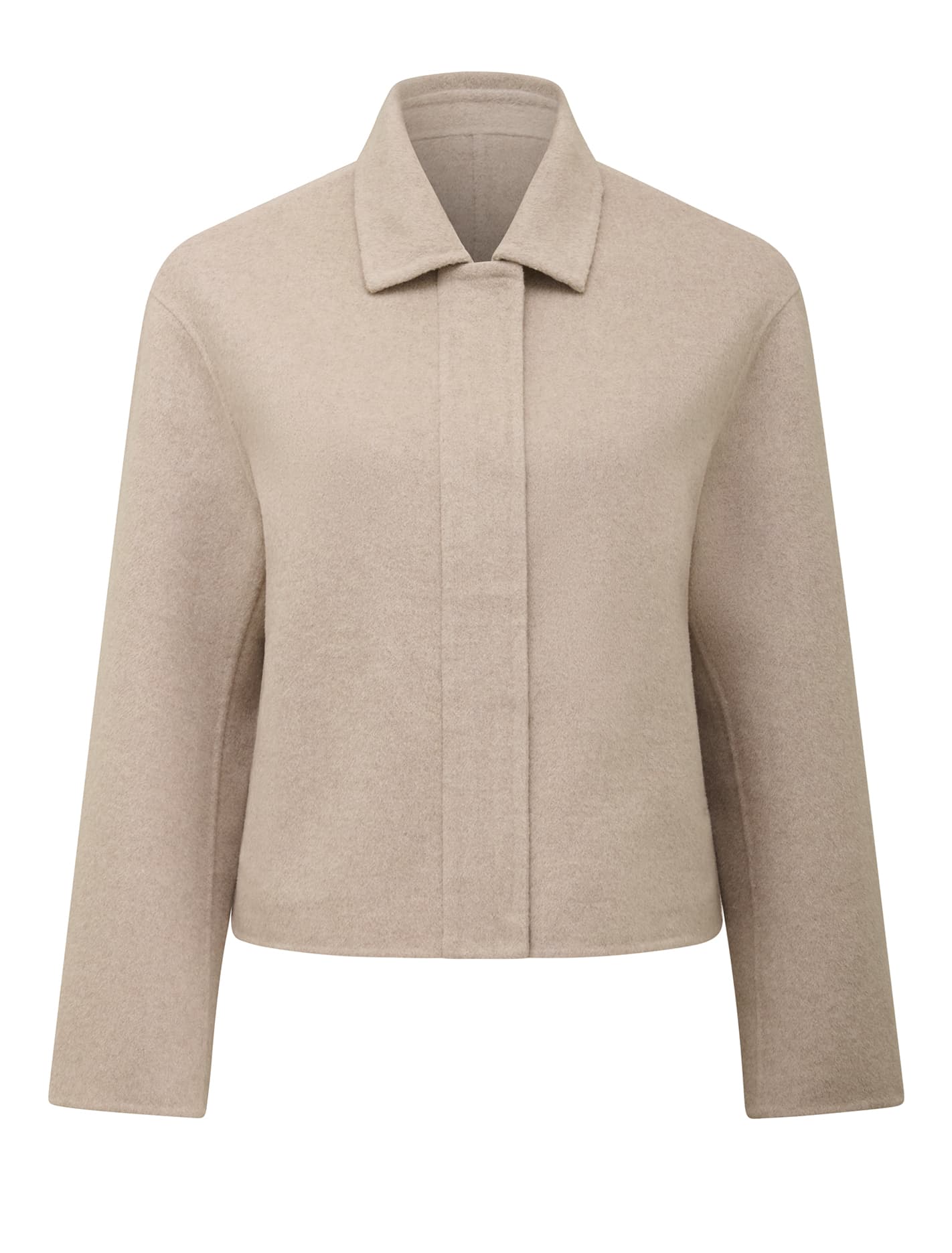 Eden Petite Zip-Through Felled Jacket Soft Oatmeal_mannequin