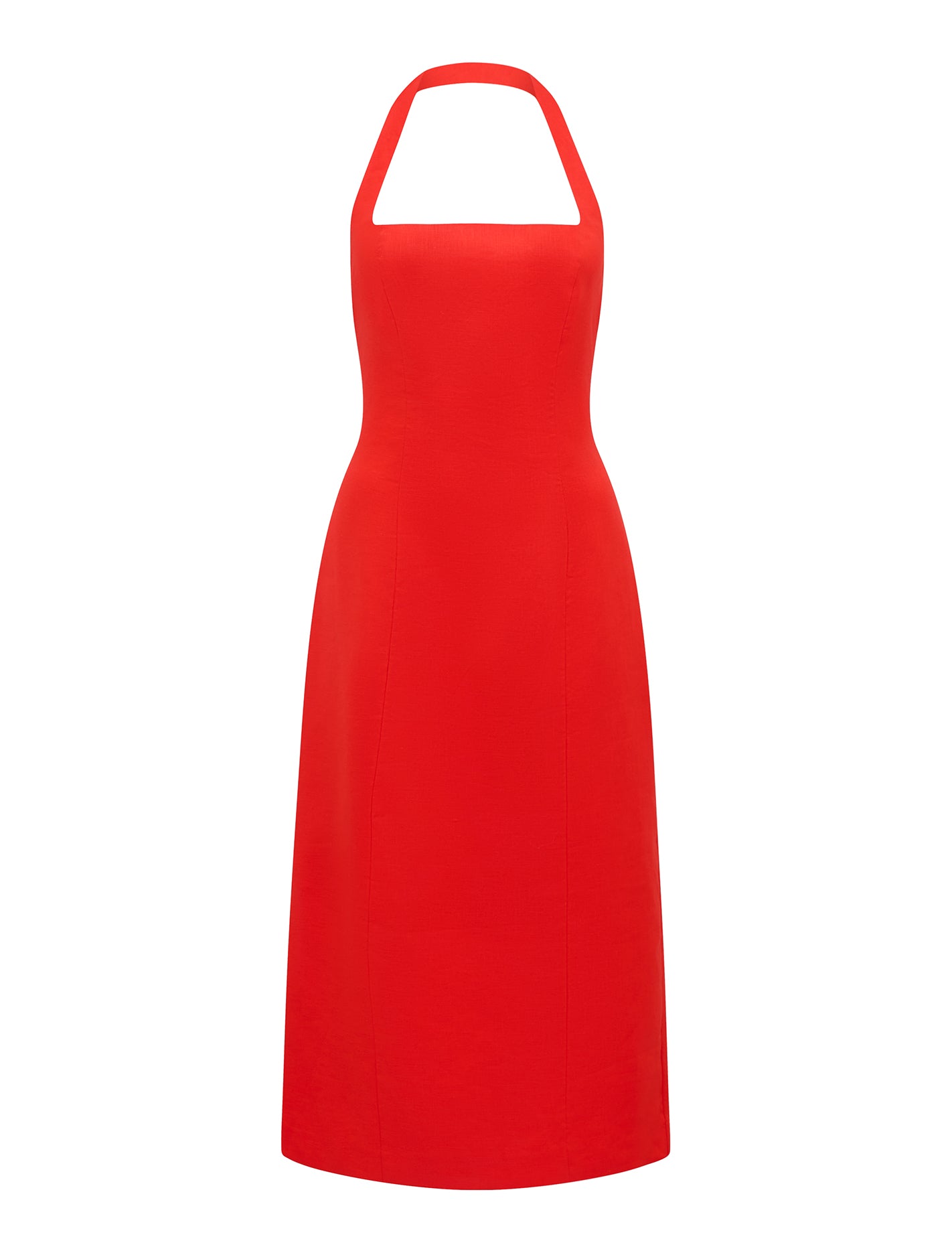 Anderson Halter Neck Linen Midi Flame Scarlet_mannequin