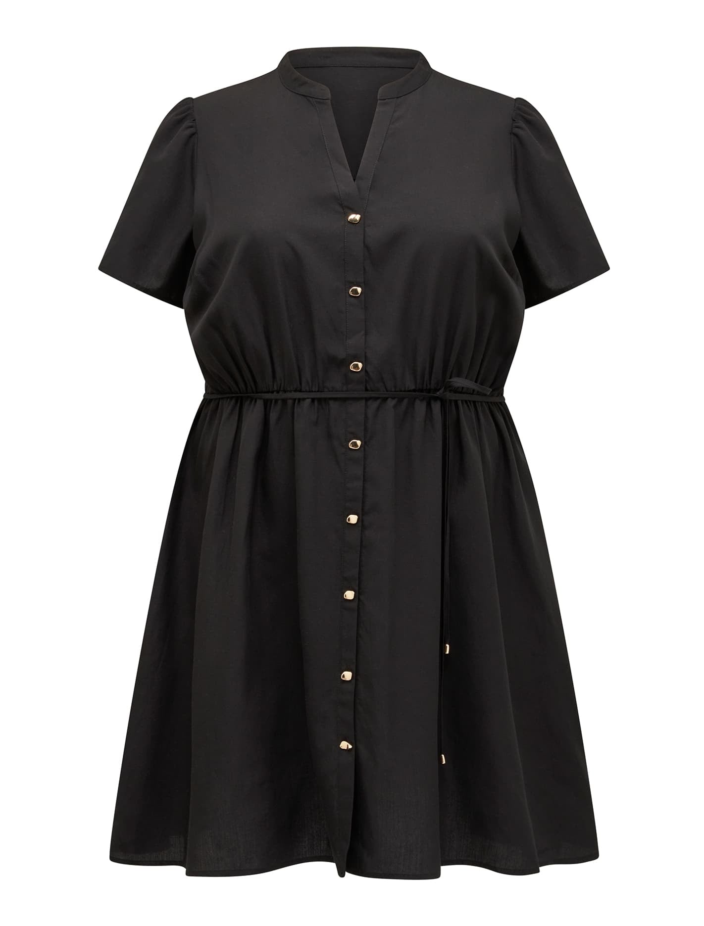 Logan Curve Shirt Mini Dress Black_mannequin