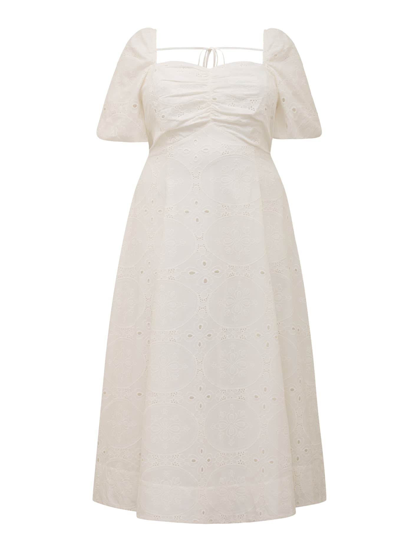 Bellona Curve Broderie Midi Dress Porcelain_mannequin