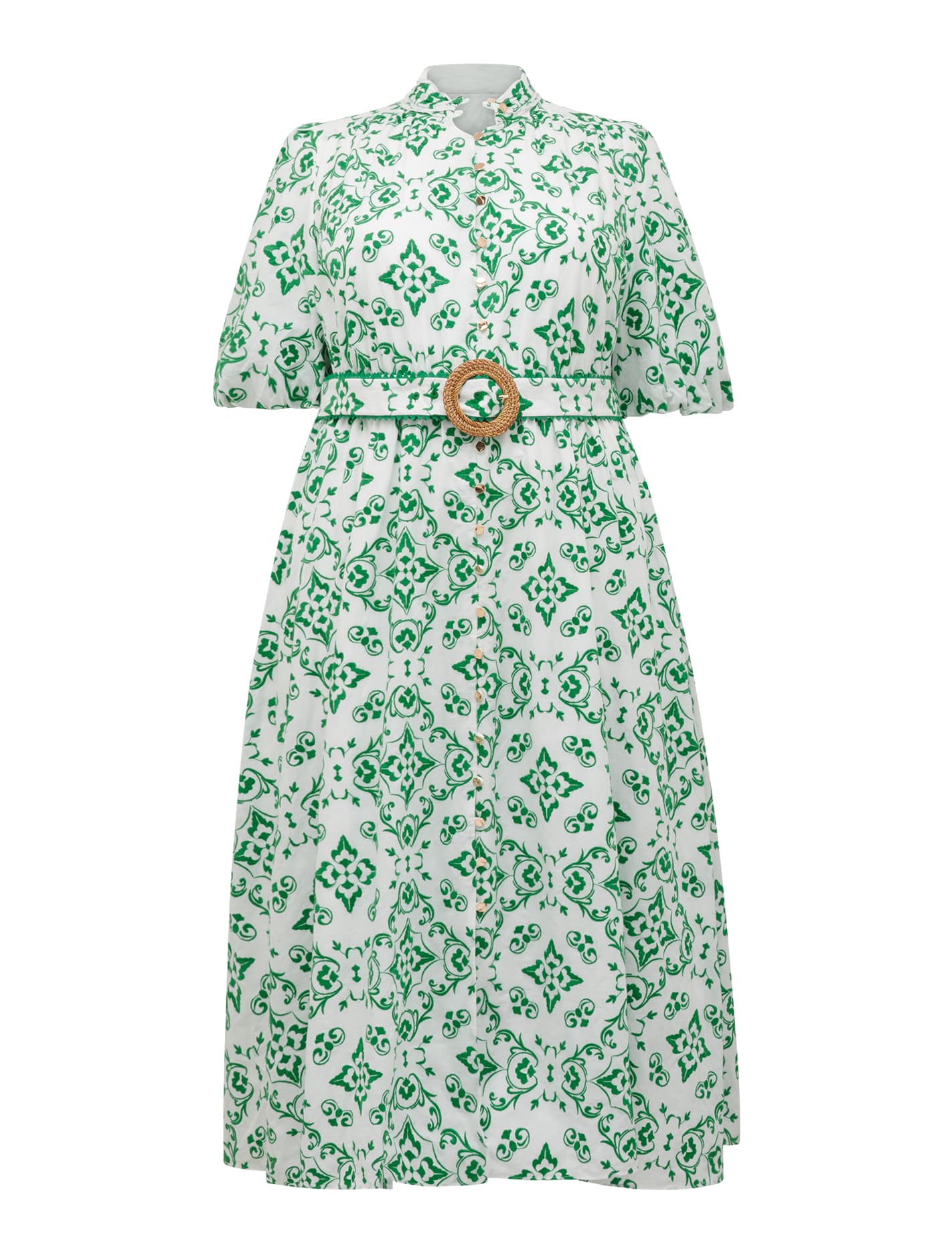 Rhiannon Curve Embroidered Midi Dress Green Small Marina_mannequin
