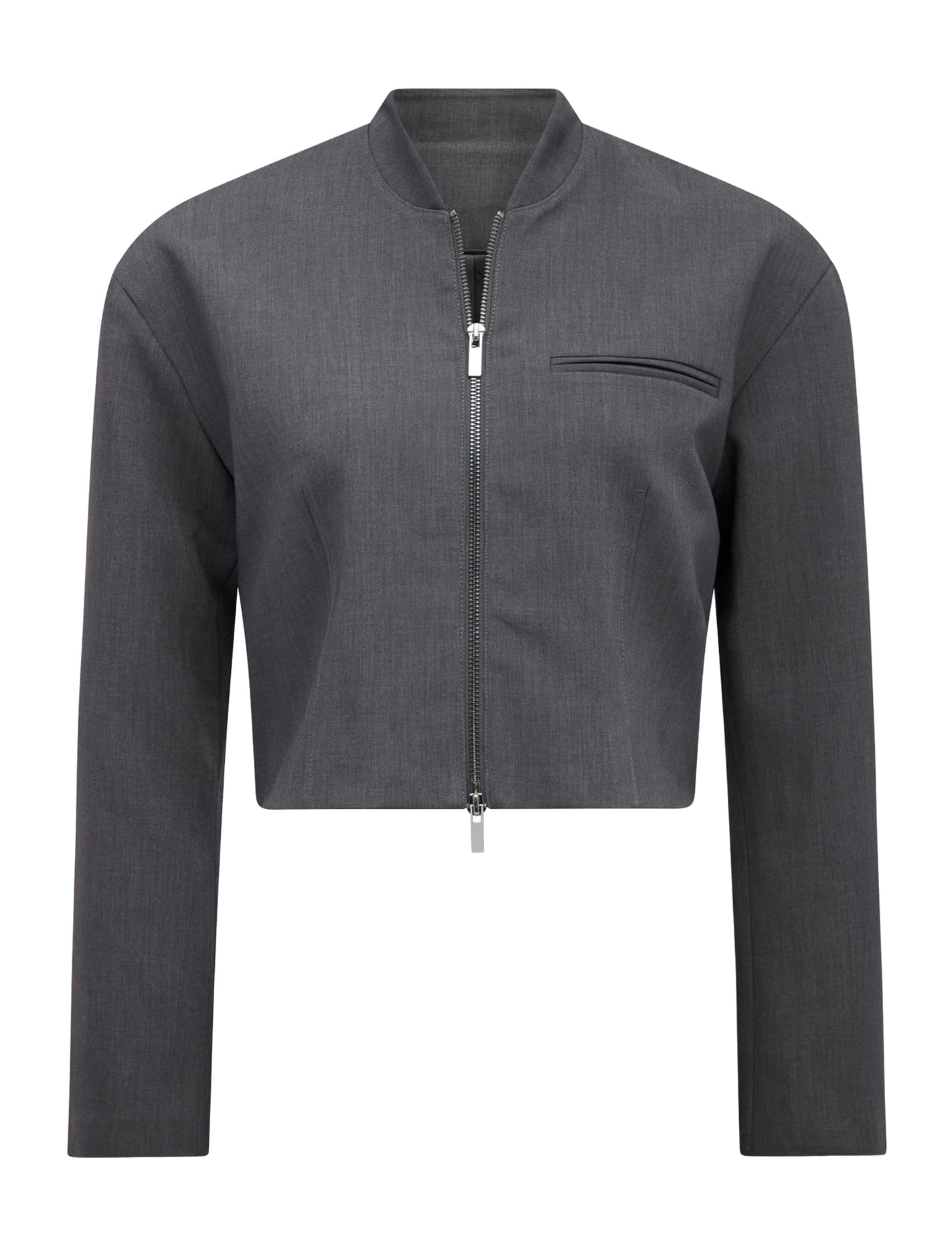 Maddison Petite Formal Bomber Jacket Grey Marle Co-ord_mannequin