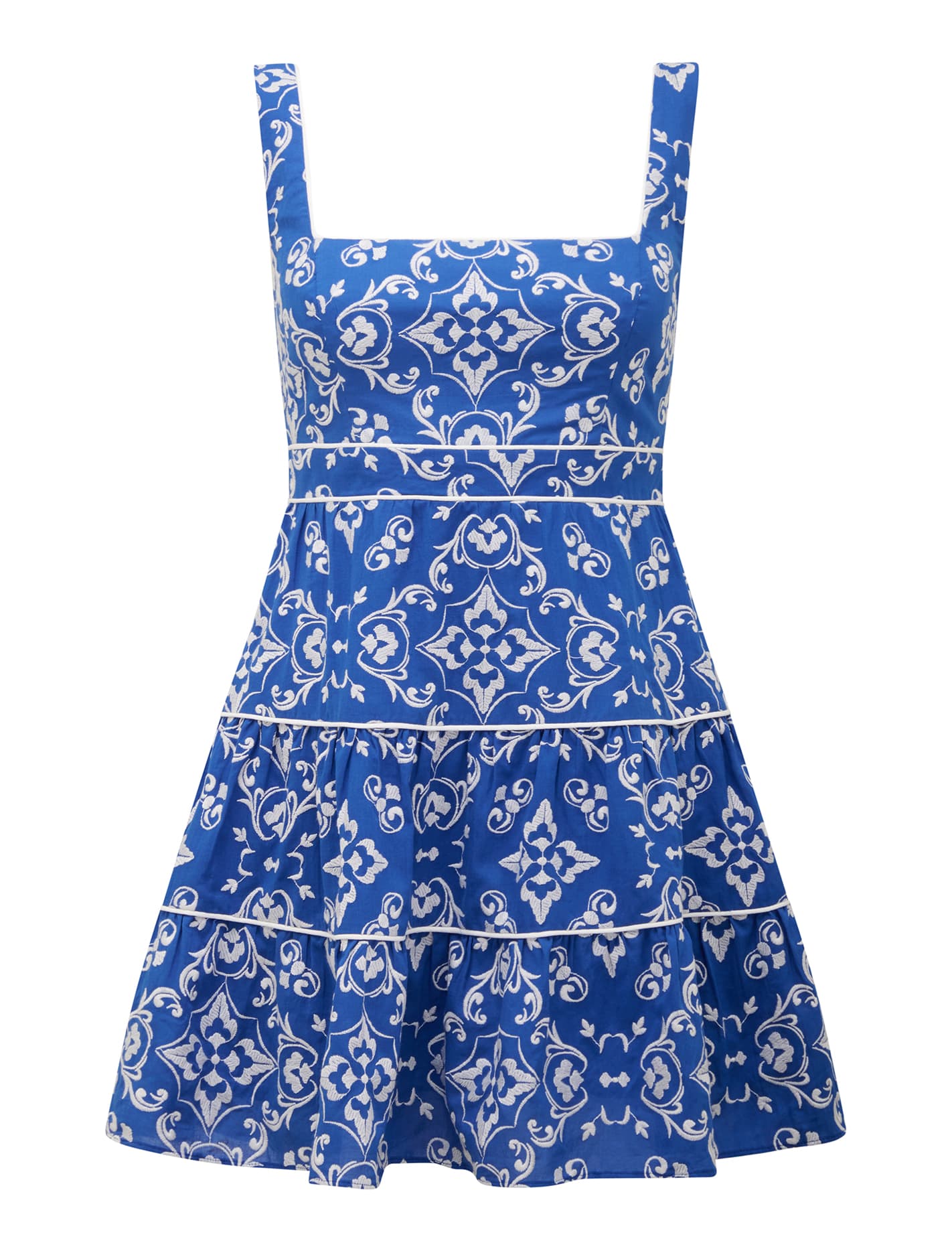 Rosalie Petite Piping Mini Dress Small Blue Marina_mannequin